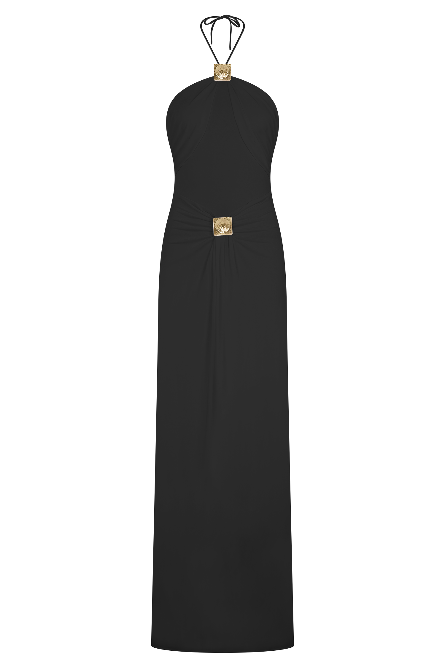 Quincy Halter Maxi Dress With Hardware - Black | MESHKI US Quincy Halter Maxi Dress With Hardware - Black | MESHKI US