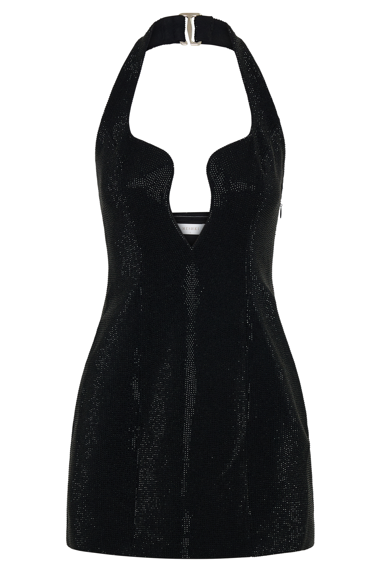 blue dress for baby girl Black Sleeveless Halterneck Backless Split Thigh Sequin Slim Fit Prom –  Wear.Style main image 0