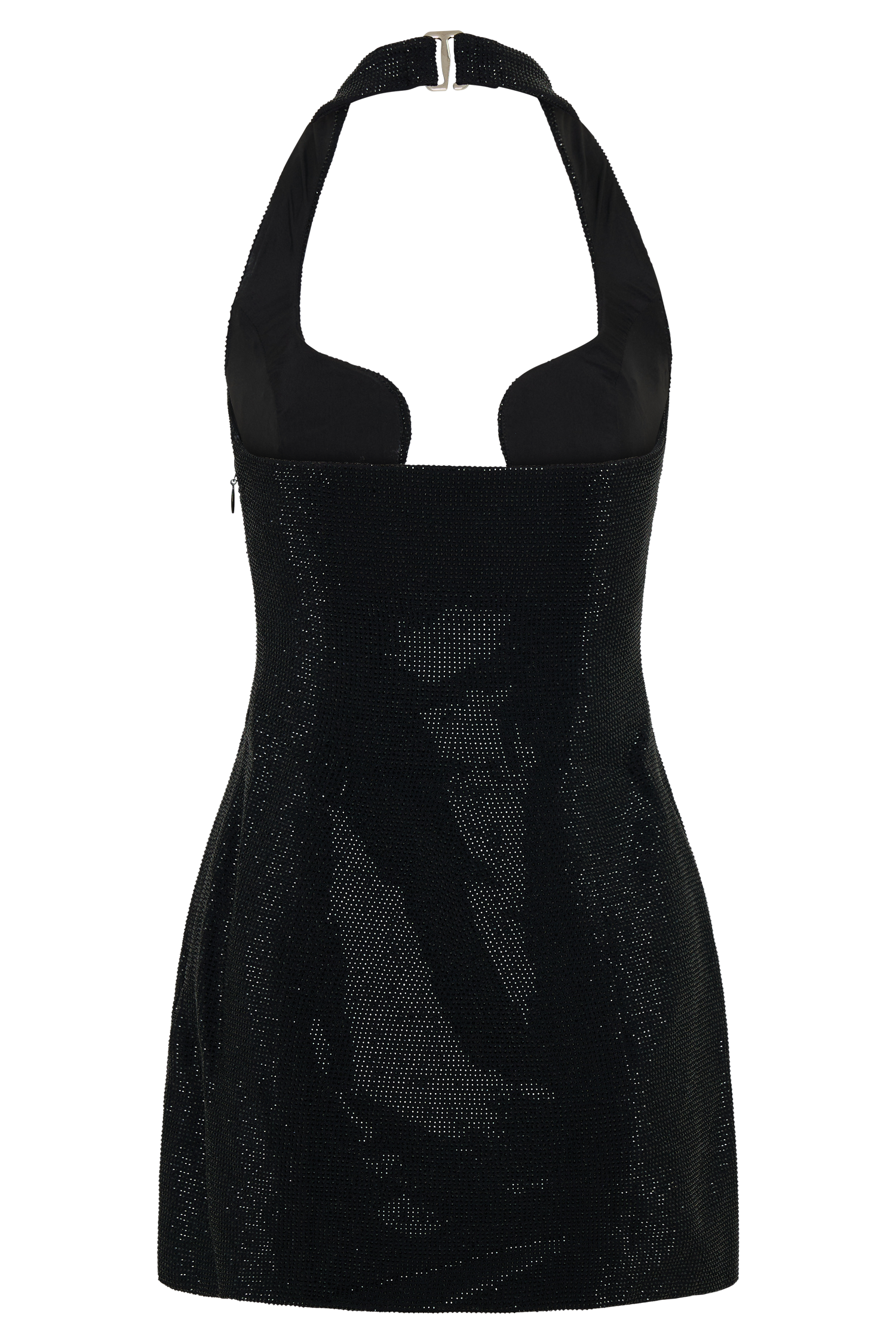 Raina Diamante Halter Mini Dress / Black | MESHKI