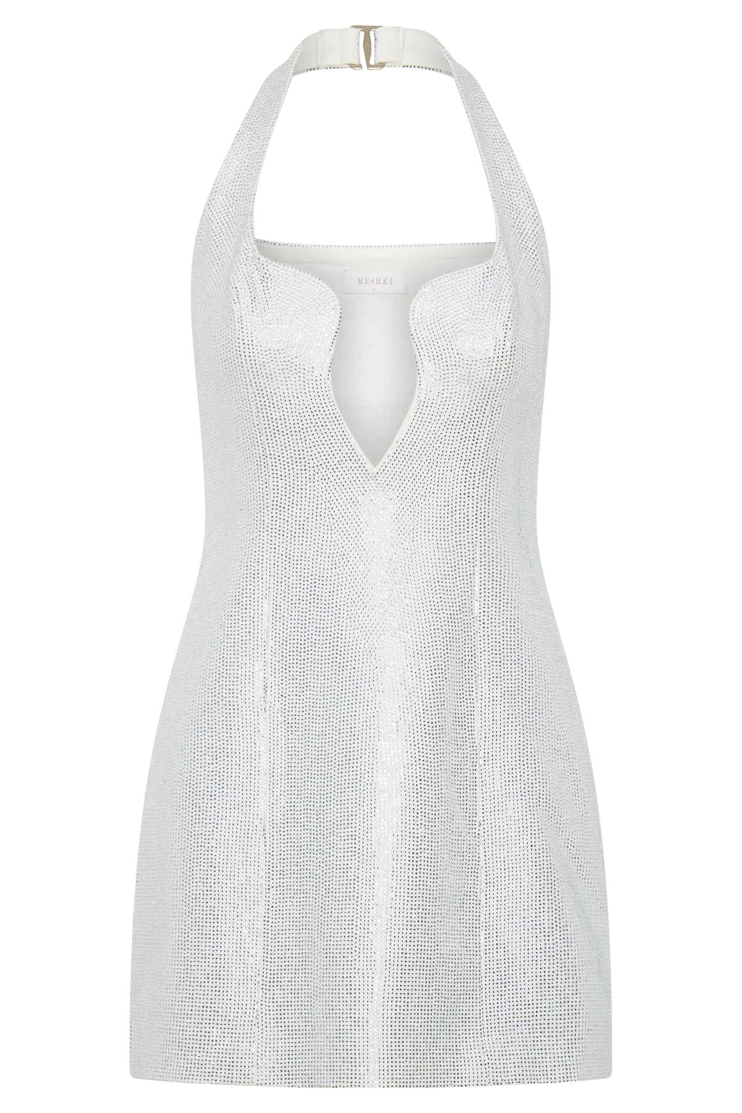 Raina Diamante Halter Mini Dress - White | MESHKI US Raina Diamante Halter Mini Dress - White | MESHKI US