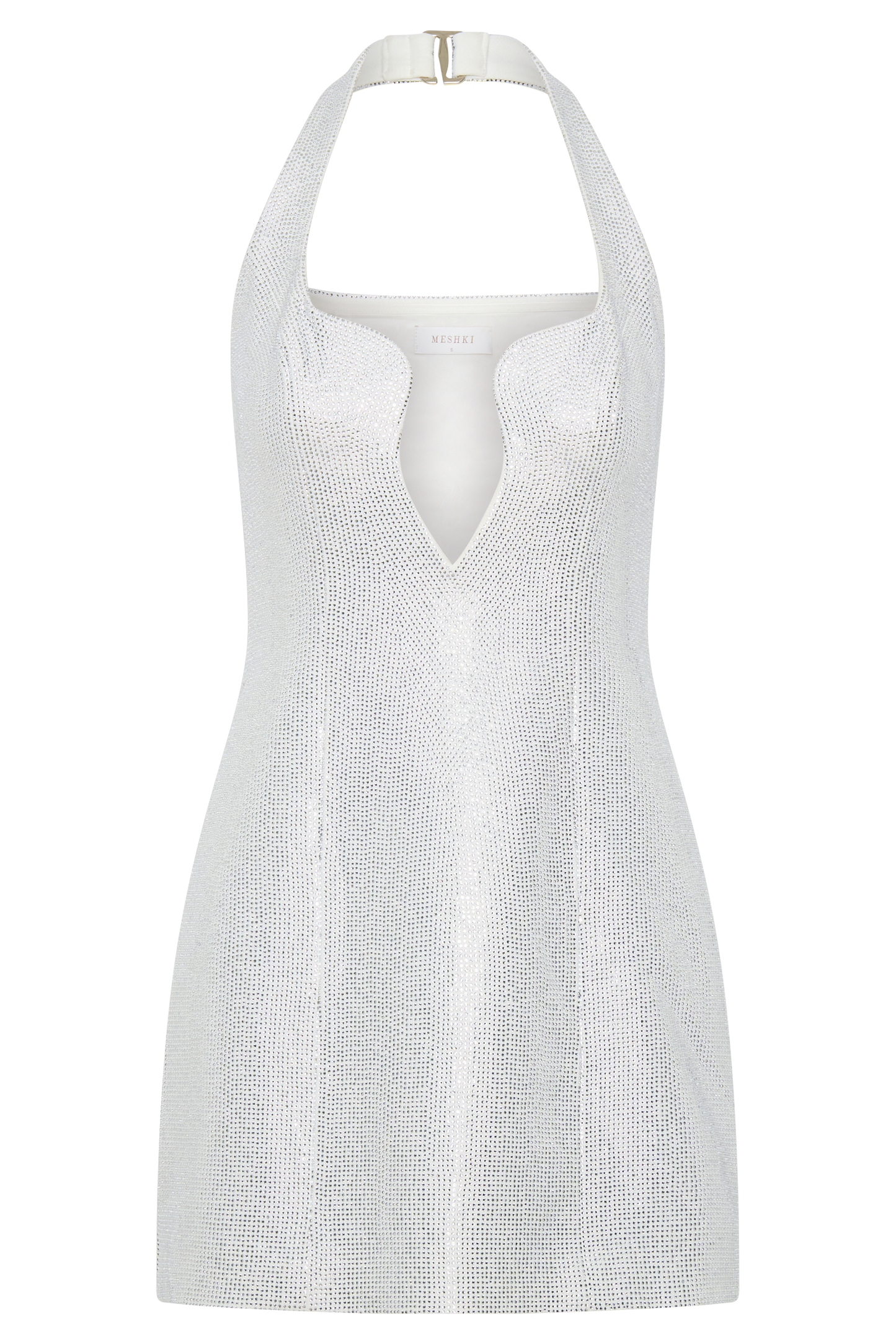 Raina Diamante Halter Mini Dress - White
