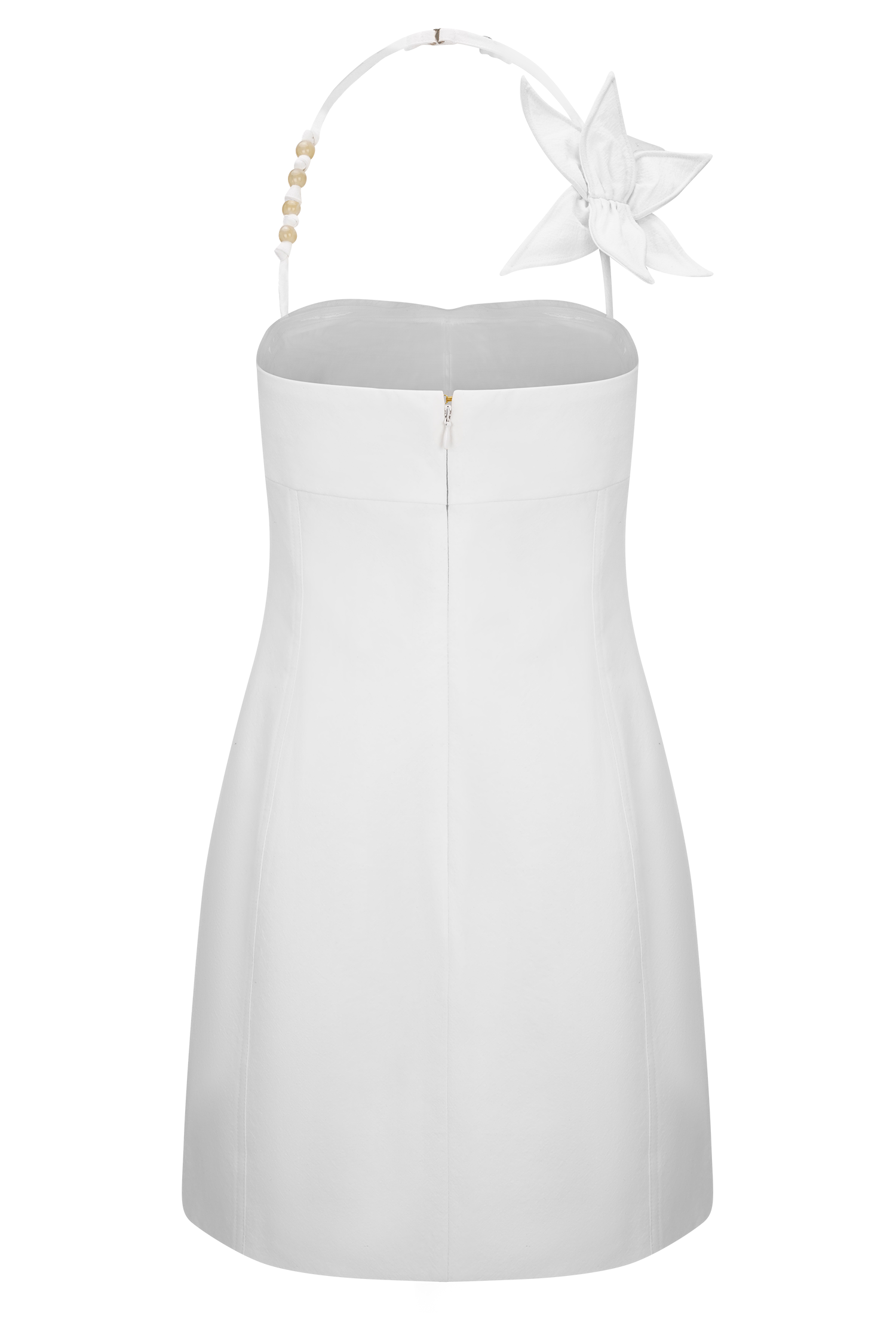 meshki dress white Iris Long Sleeve Satin Maxi / | The centre back zip ensures a secure fit Reyes Cotton Floral Mini Dress