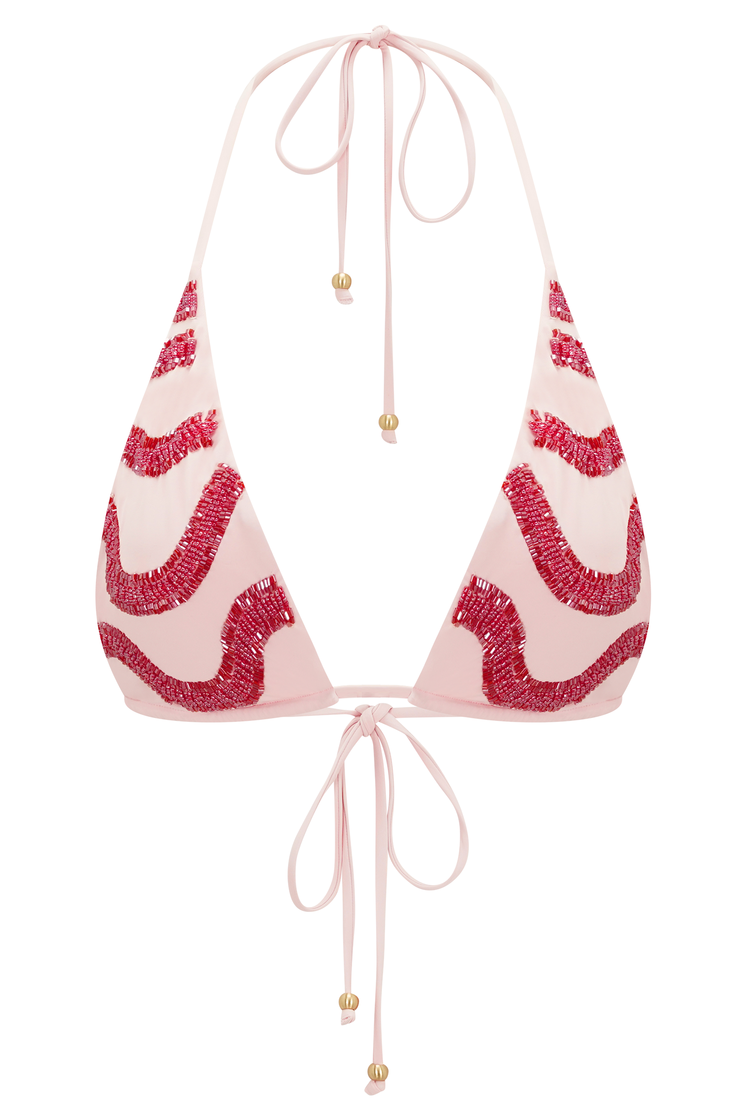 Robyn Beaded Triangle Bikini Top - Pink #10