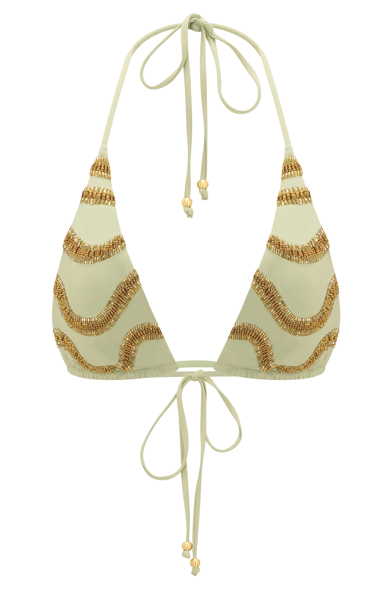 Robyn Beaded Triangle Bikini Top - Sage #11