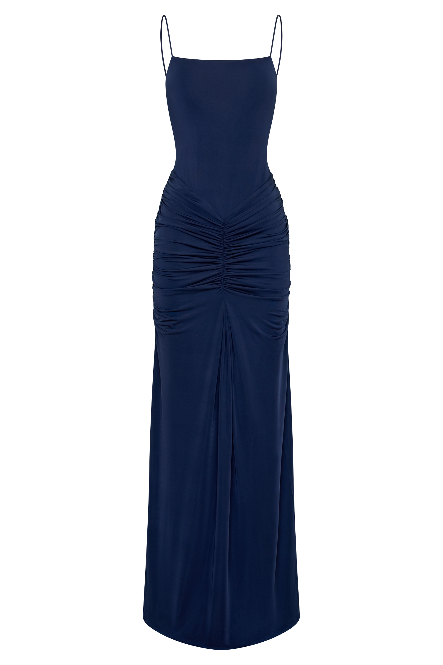 navy fitted maxi dress Self-Portrait - Navy Metallic Gathered Maxi Dress