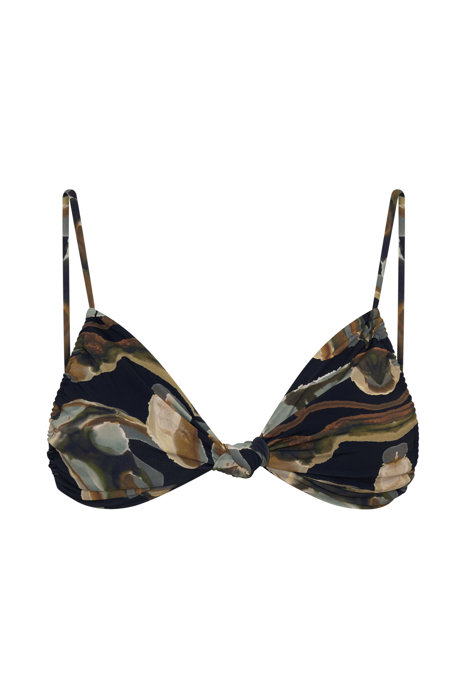 Rosmunda Ruched Bikini Top - Green Fluid Reverie Print #7