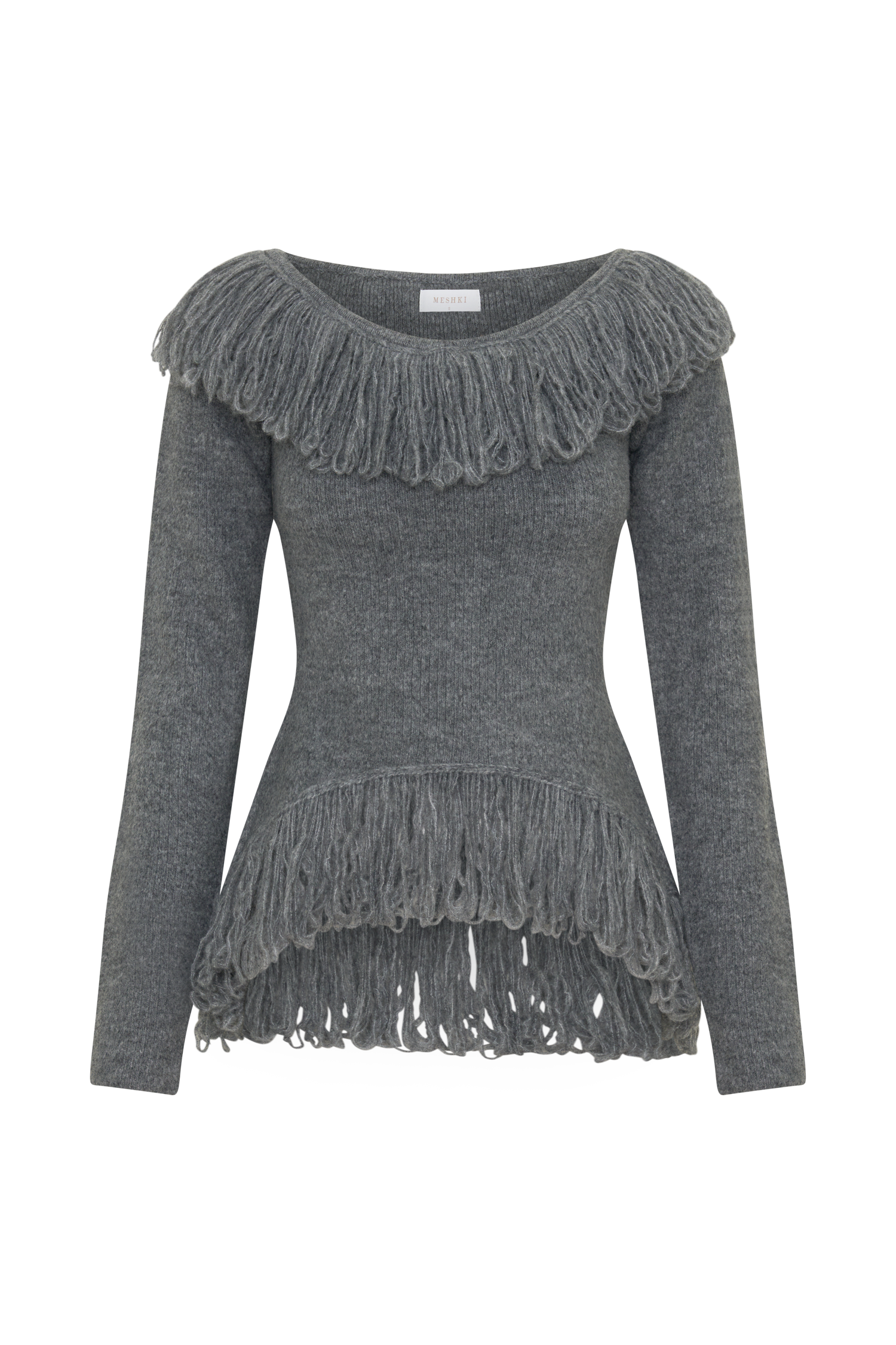 Sammie Fringe Knit Top - Charcoal #11