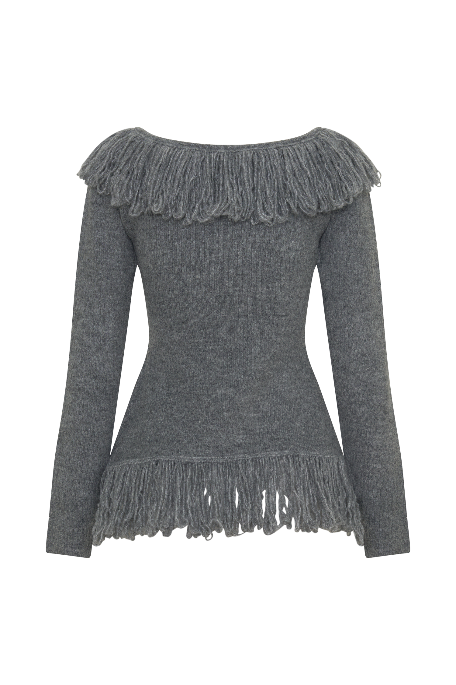 Sammie Fringe Knit Top - Charcoal #10