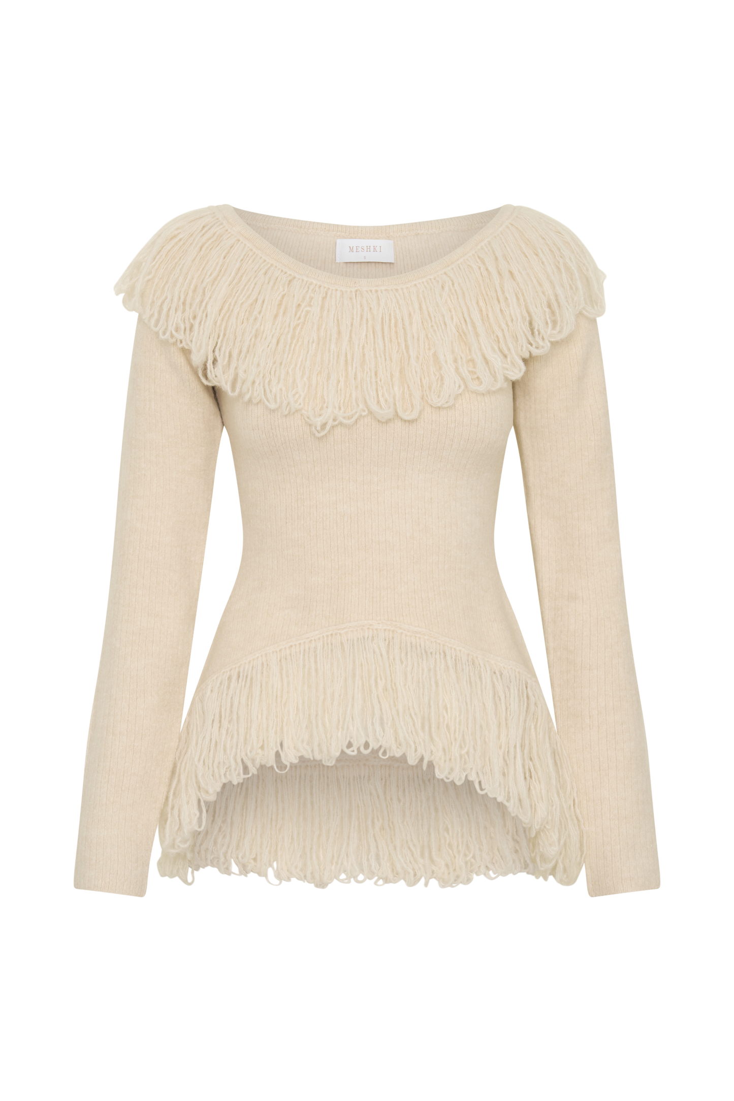 Sammie Fringe Knit Top - Cream