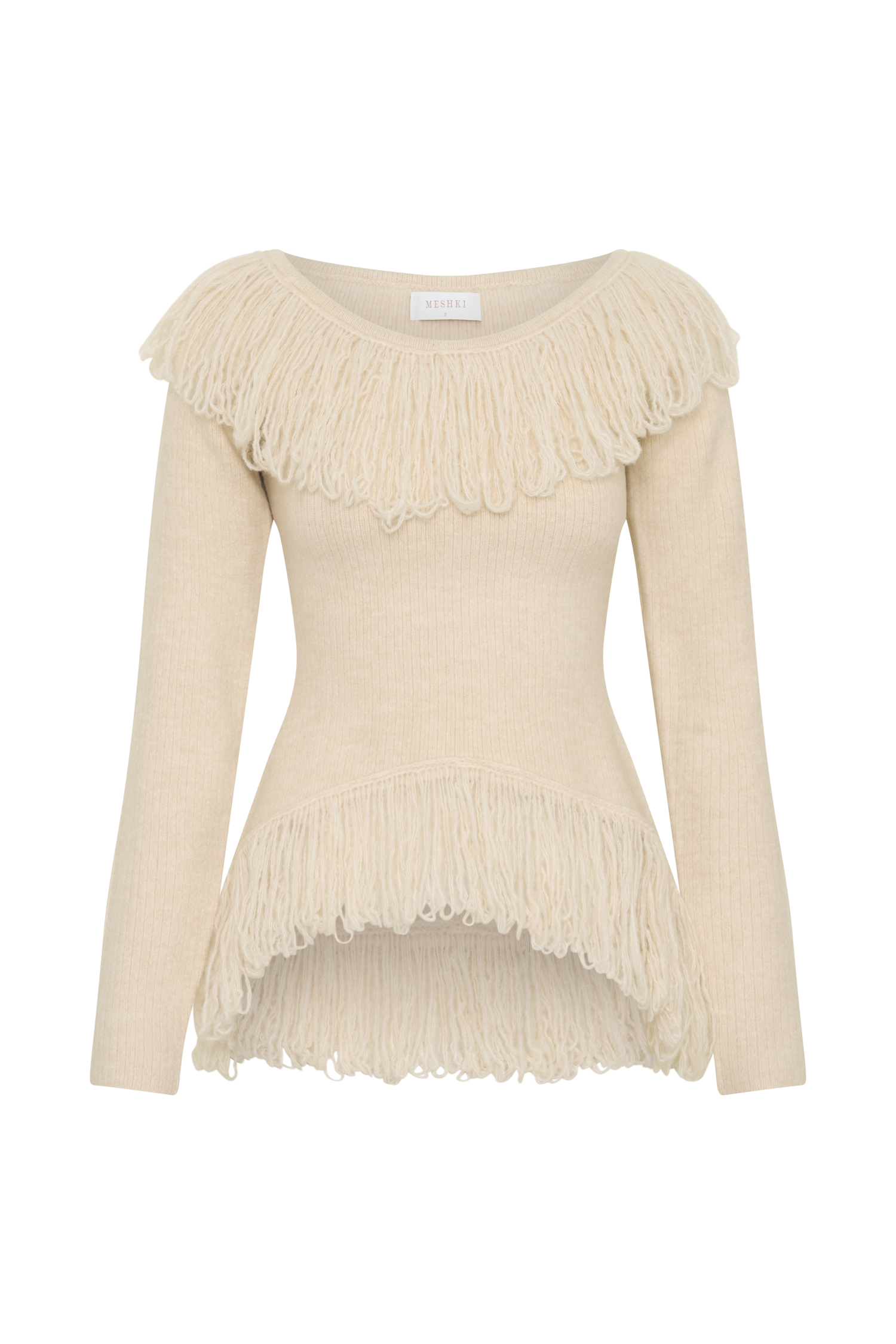 Sammie Fringe Knit Top - Cream #11