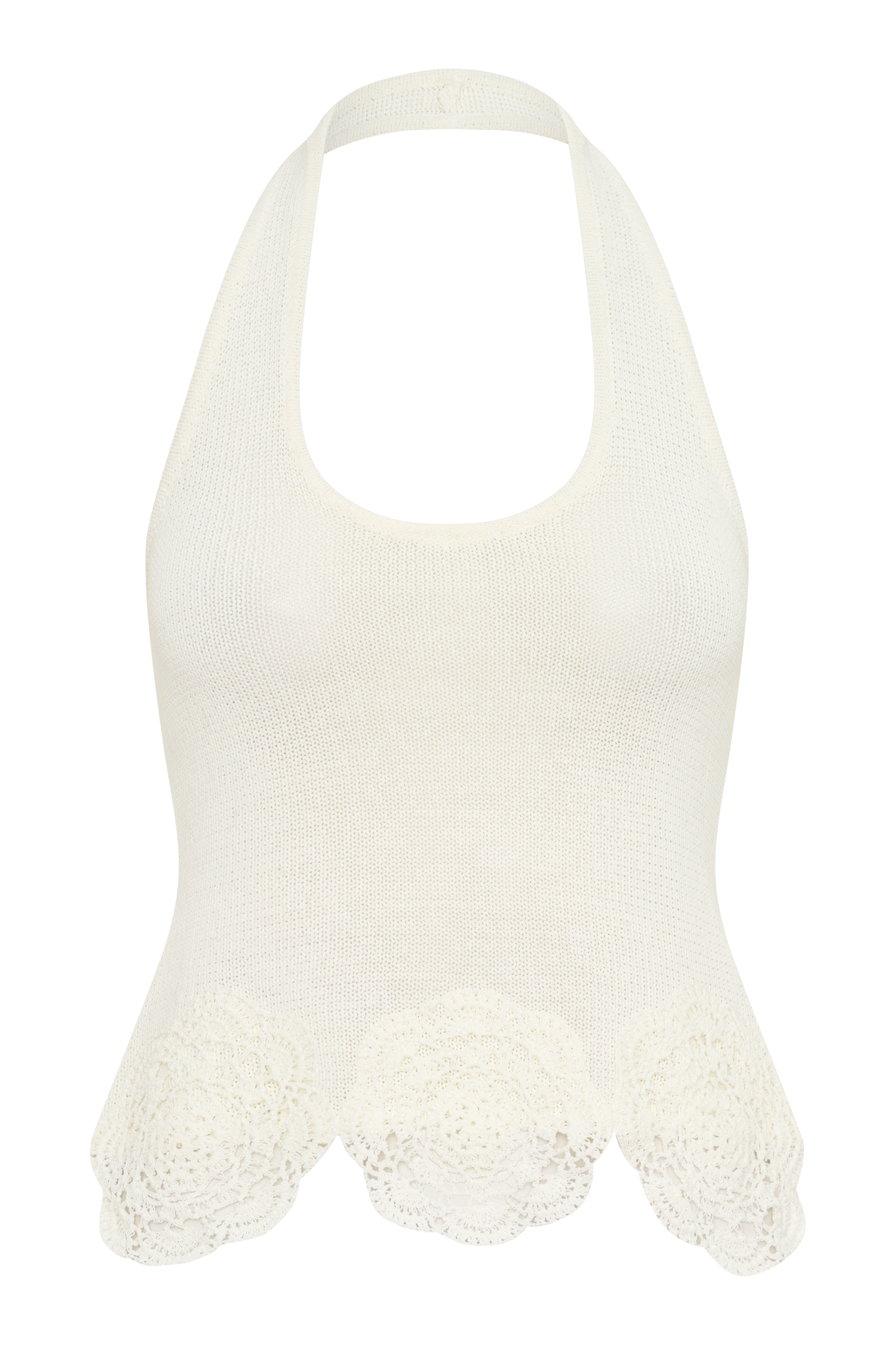 Salley Crochet Halter Longline Top - Ivory #9