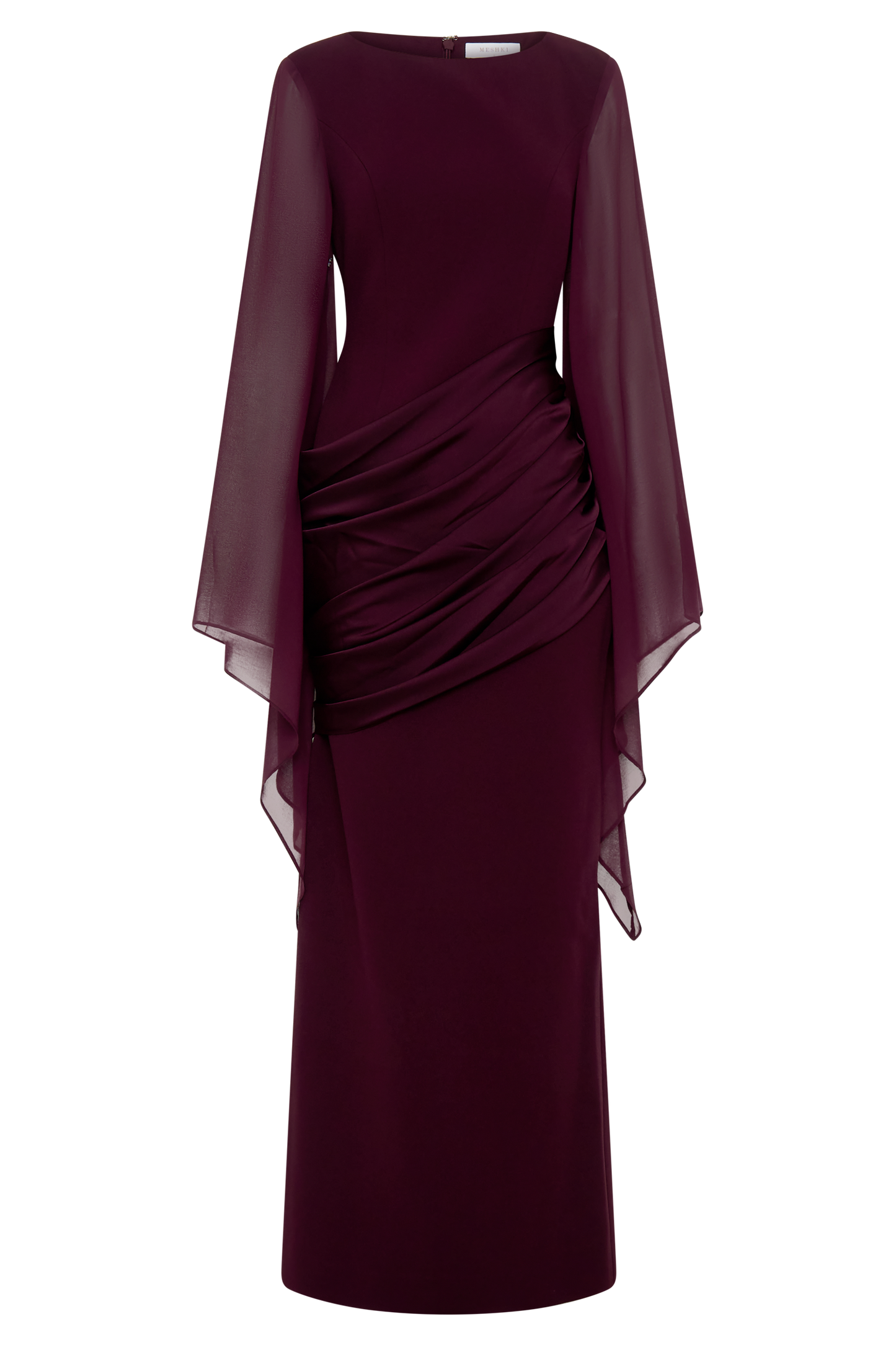 Samantha Waterfall Sleeves Maxi Dress - Wine