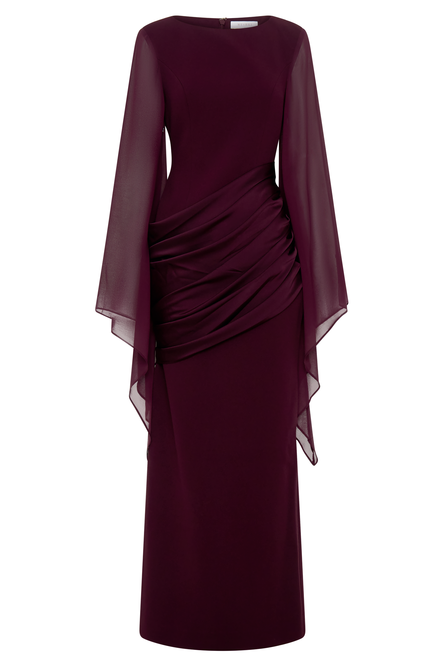 Samantha Waterfall Sleeves Maxi Dress - Wine | MESHKI US Samantha Waterfall Sleeves Maxi Dress - Wine | MESHKI US