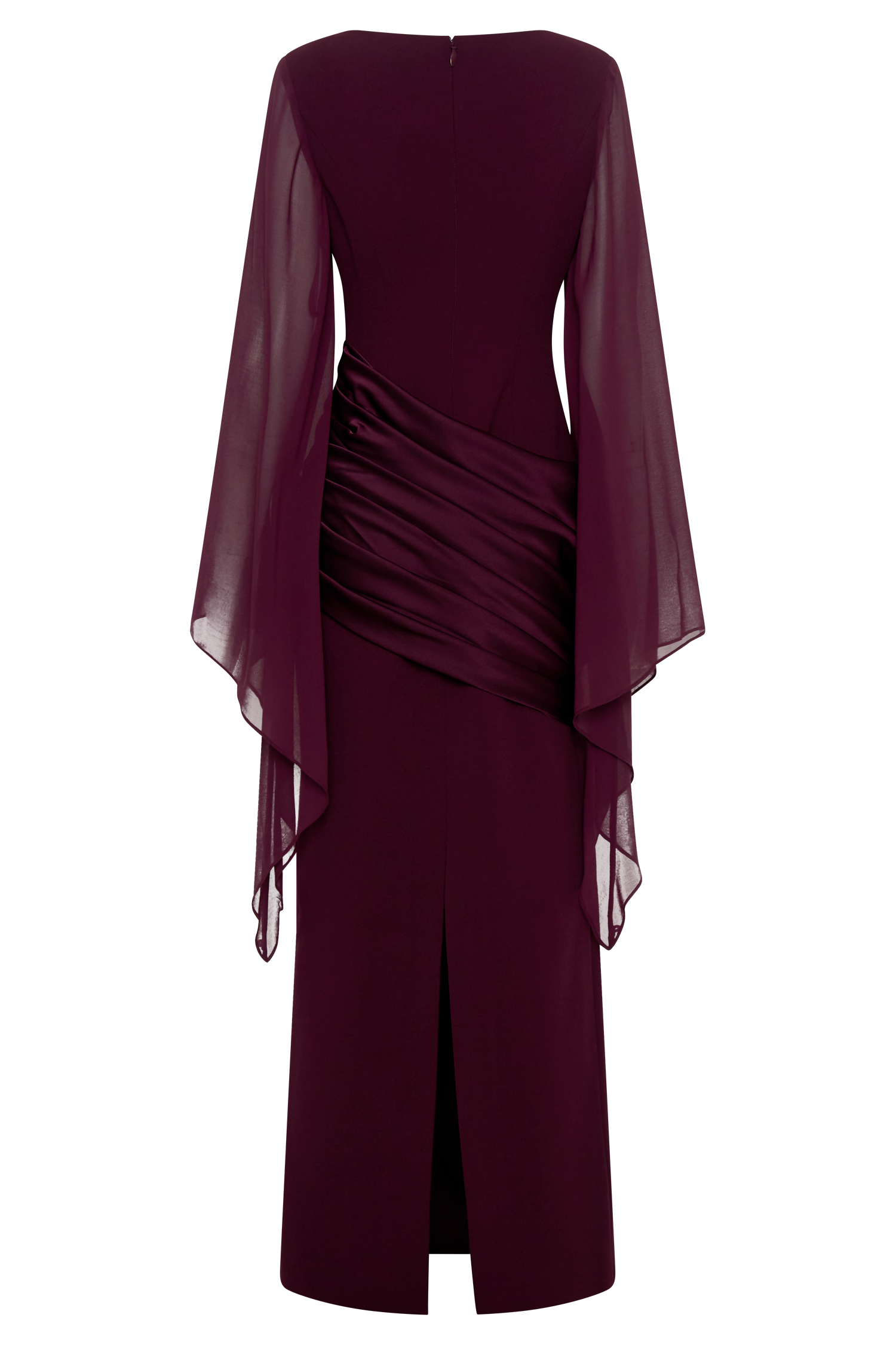 Samantha Waterfall Sleeves Maxi Dress - Wine | MESHKI US Samantha Waterfall Sleeves Maxi Dress - Wine | MESHKI US