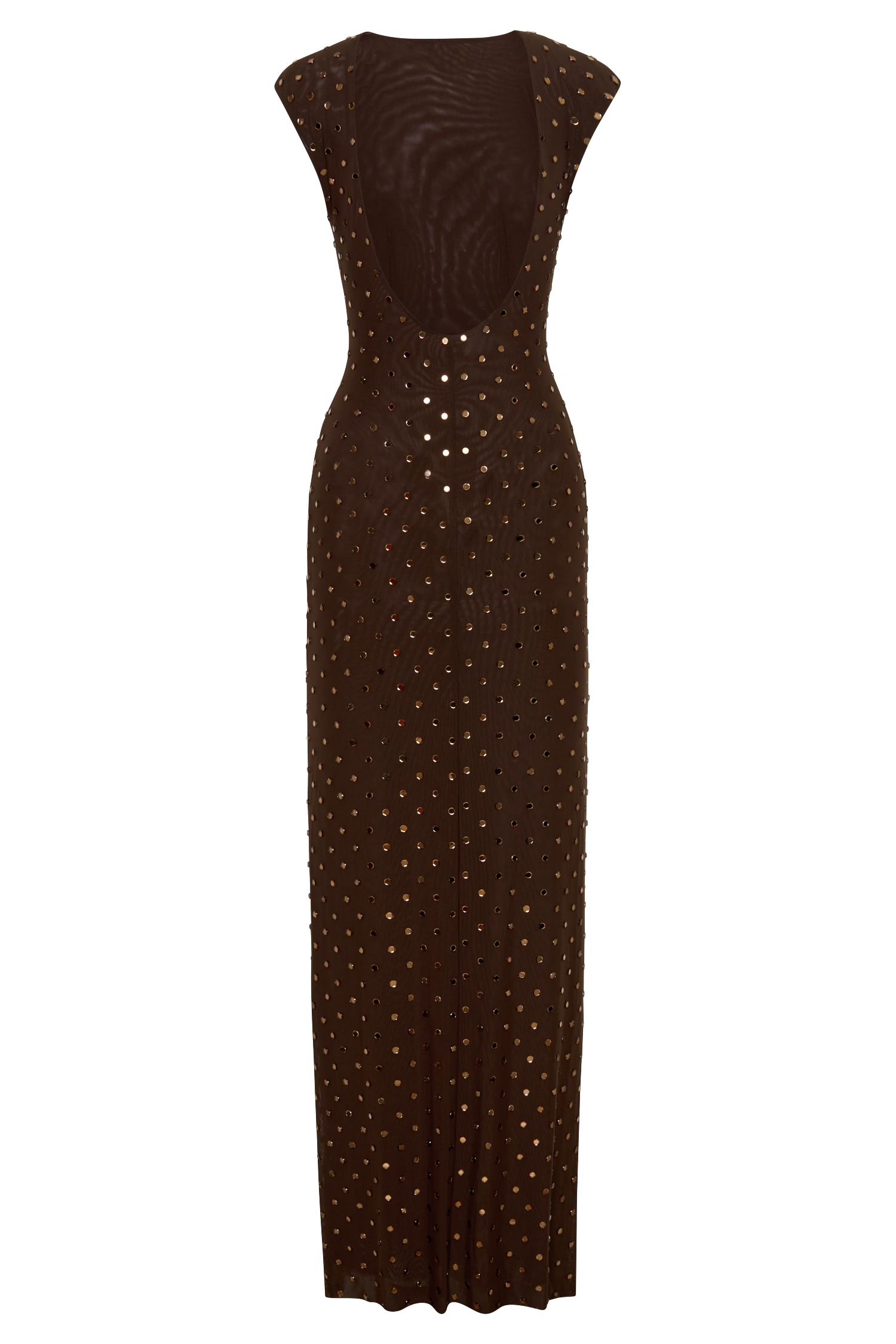 Samara Sleeveless Diamante Maxi Dress / Chocolate | MESHKI