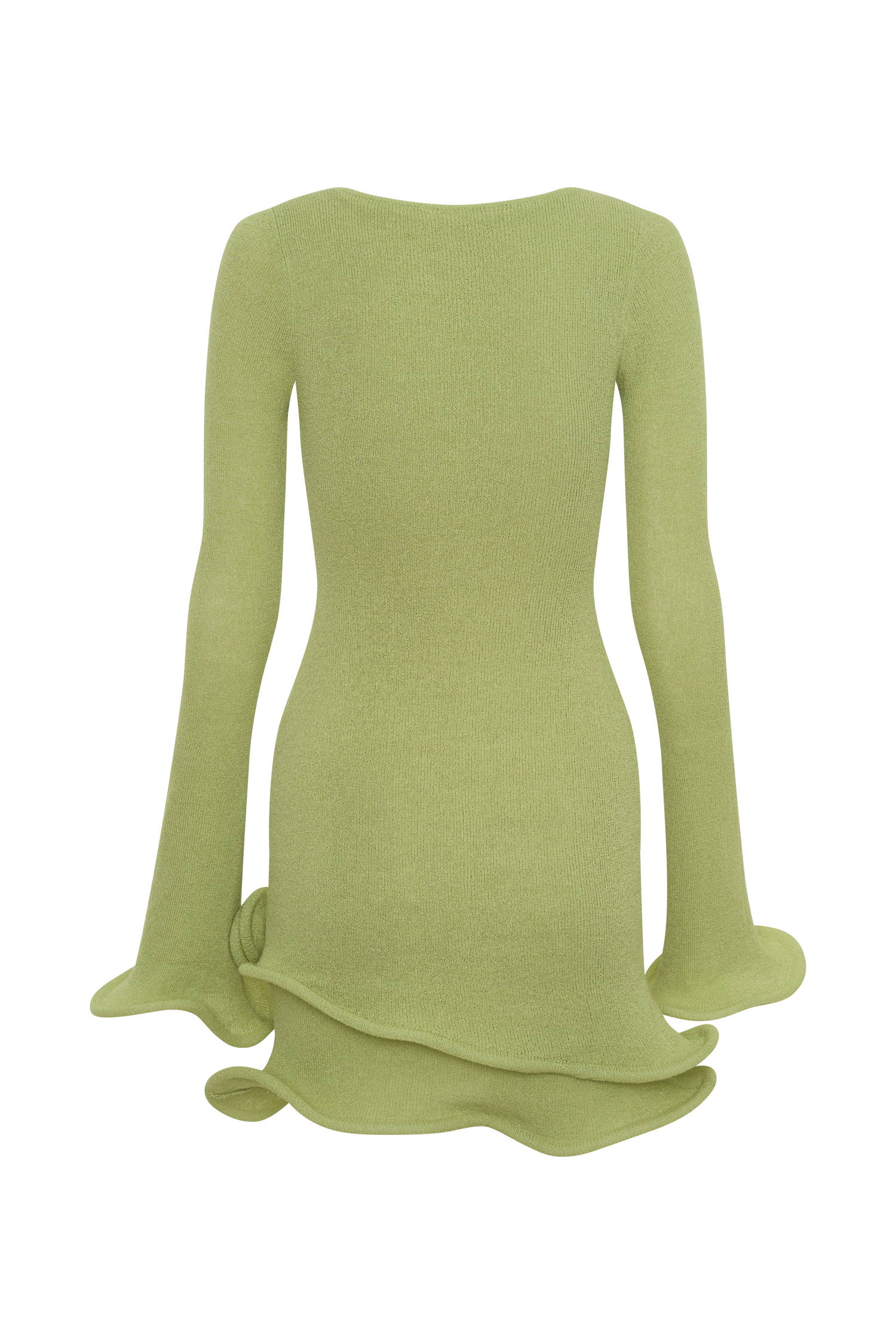 Samira Knit Long Sleeve Mini Dress - Light Olive | MESHKI US