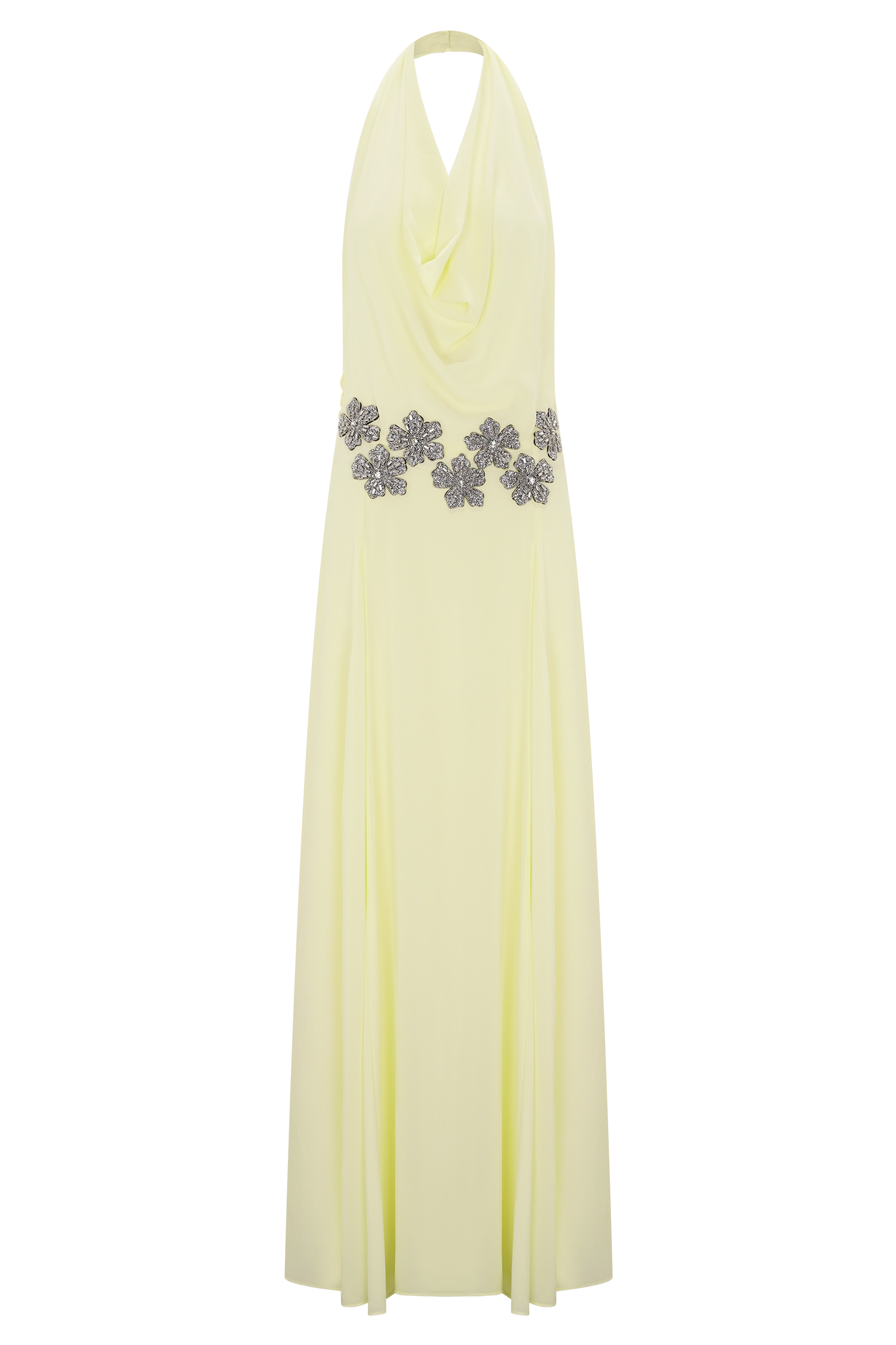 Santal Floral Chiffon Halter Maxi Dress - Lemon #7