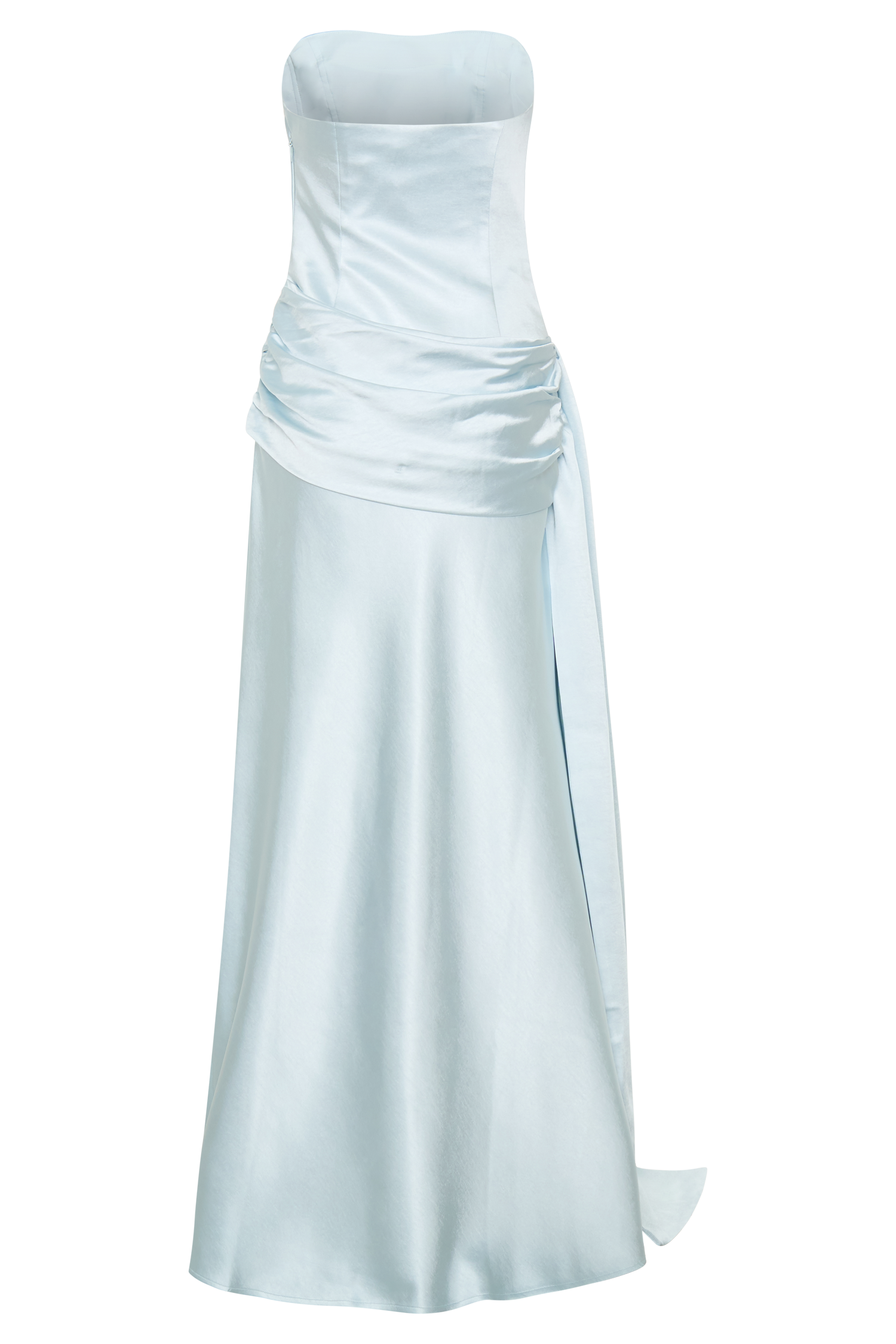 Sarah Strapless Maxi Dress With Waist Tie - Ice Blue #10