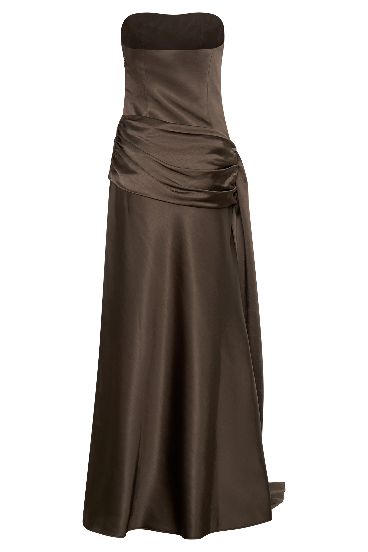 Sarah Strapless Maxi Dress With Waist Tie - Mocha #6