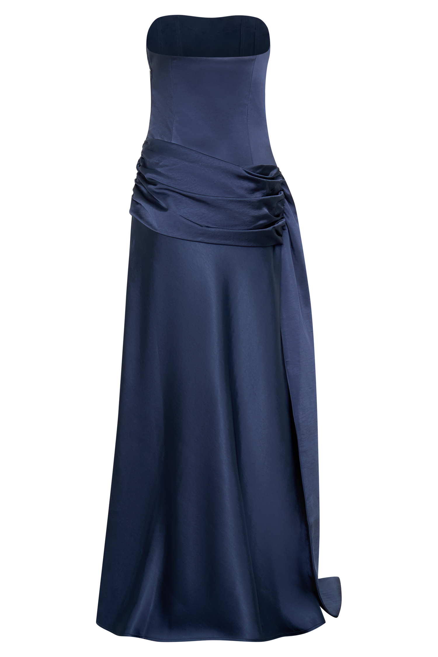 Sarah Strapless Maxi Dress With Waist Tie - Navy | MESHKI US Sarah Strapless Maxi Dress With Waist Tie - Navy | MESHKI US