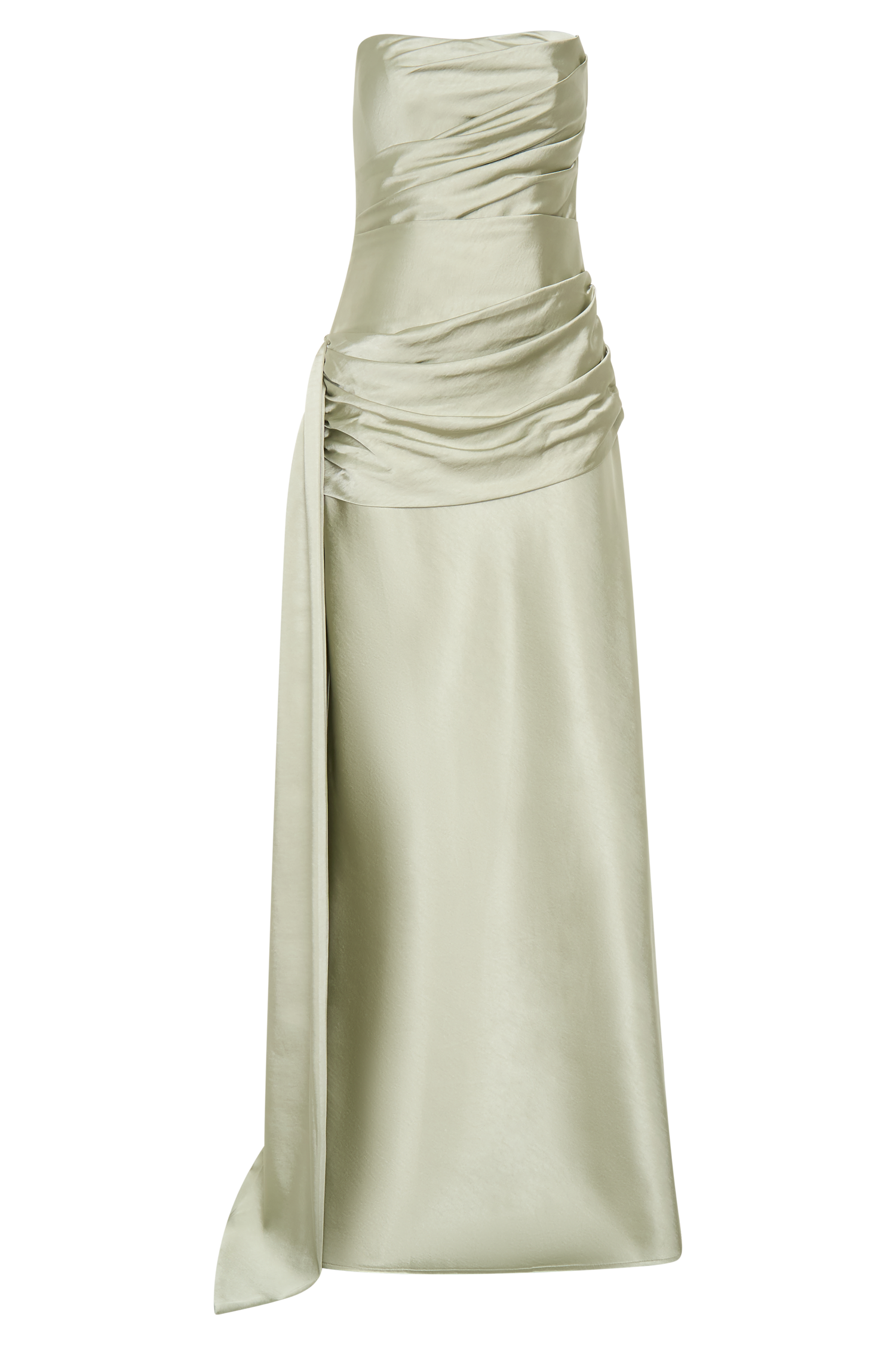 Sarah Strapless Maxi Dress With Waist Tie - Sage | MESHKI US Sarah Strapless Maxi Dress With Waist Tie - Sage | MESHKI US