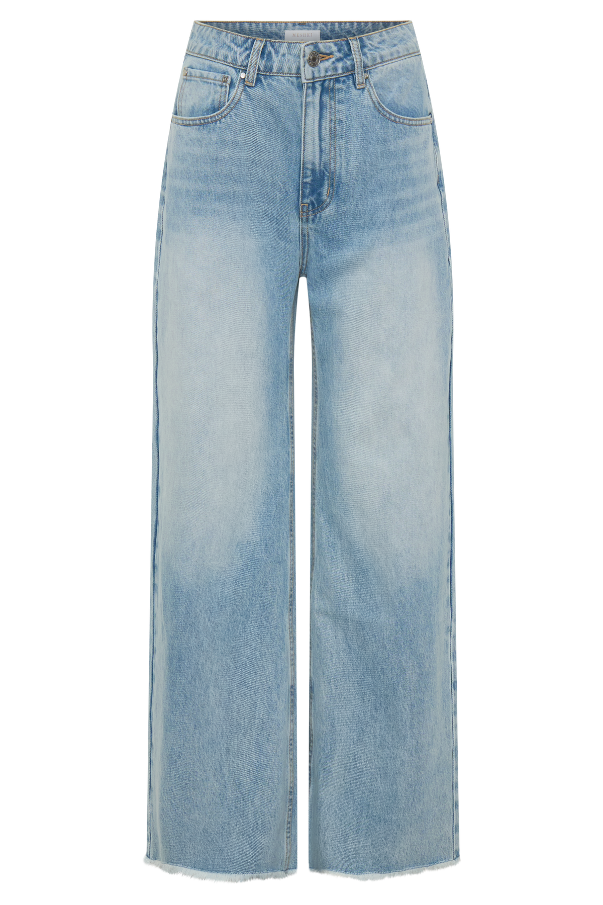 Sebastian Straight Leg Denim Jeans With Fray Hem - Washed Light Sebastian Straight Leg Denim Jeans With Fray Hem - Washed Light