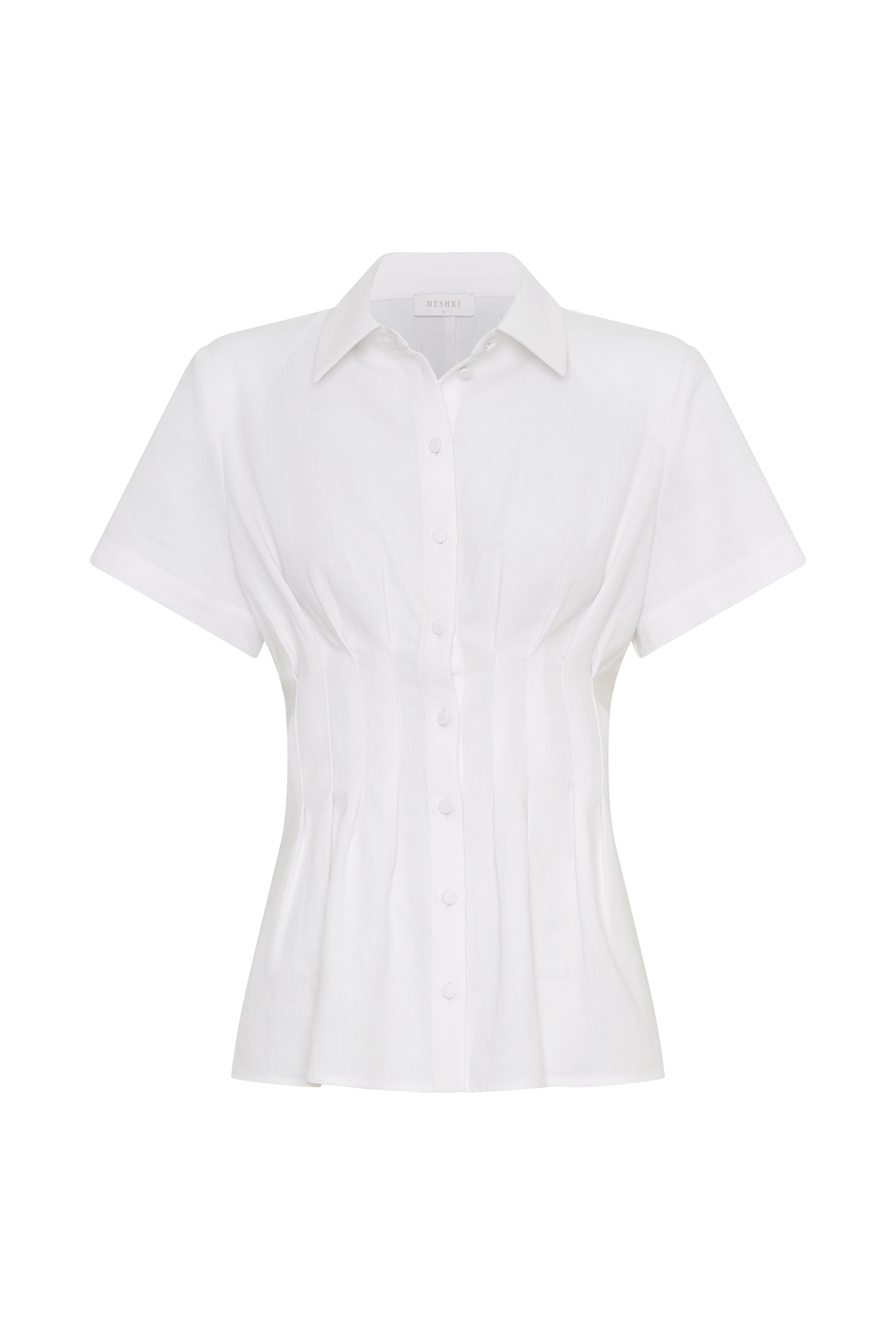 Selma Short Sleeve Linen Shirt - White #5
