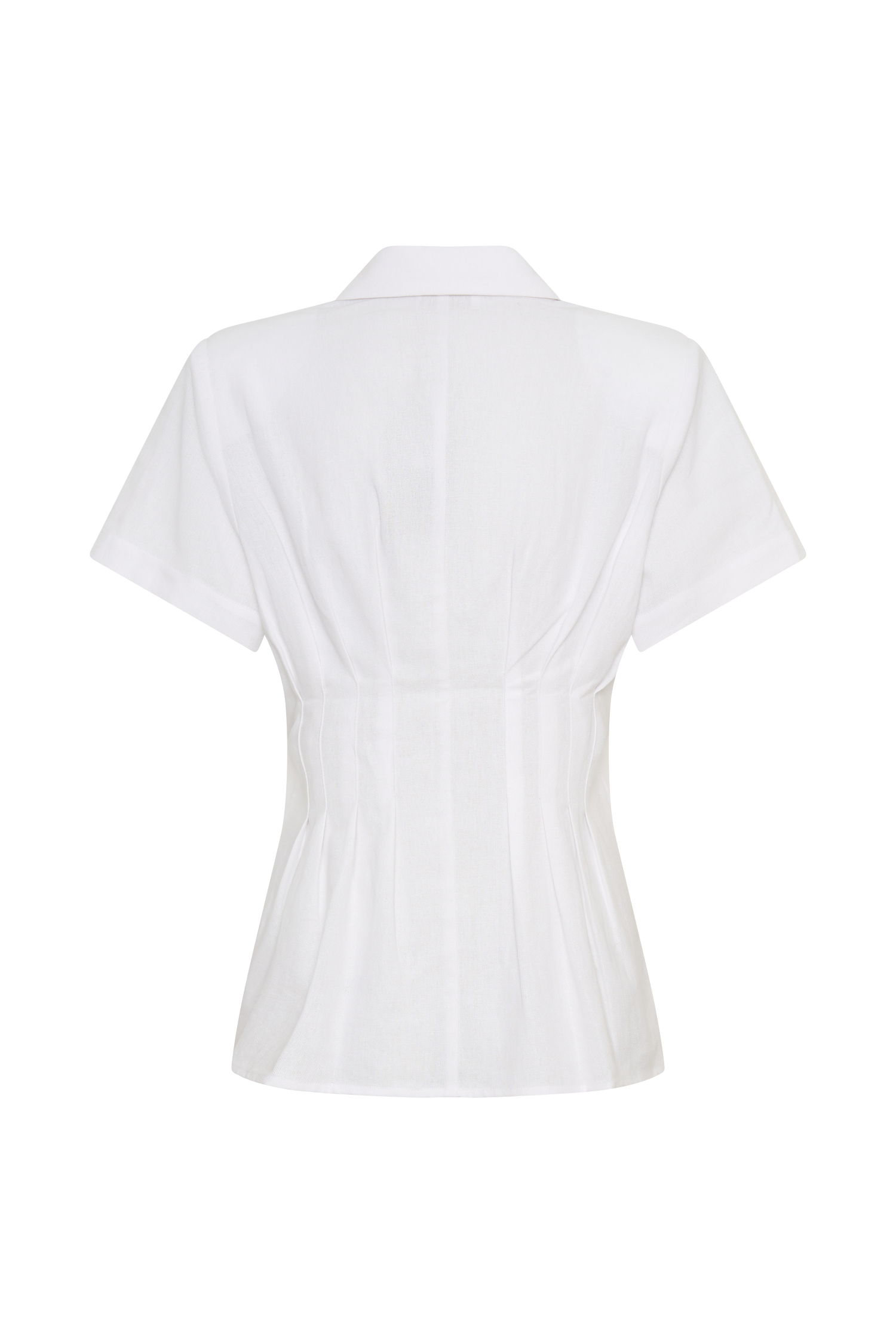 Selma Short Sleeve Linen Shirt - White #4