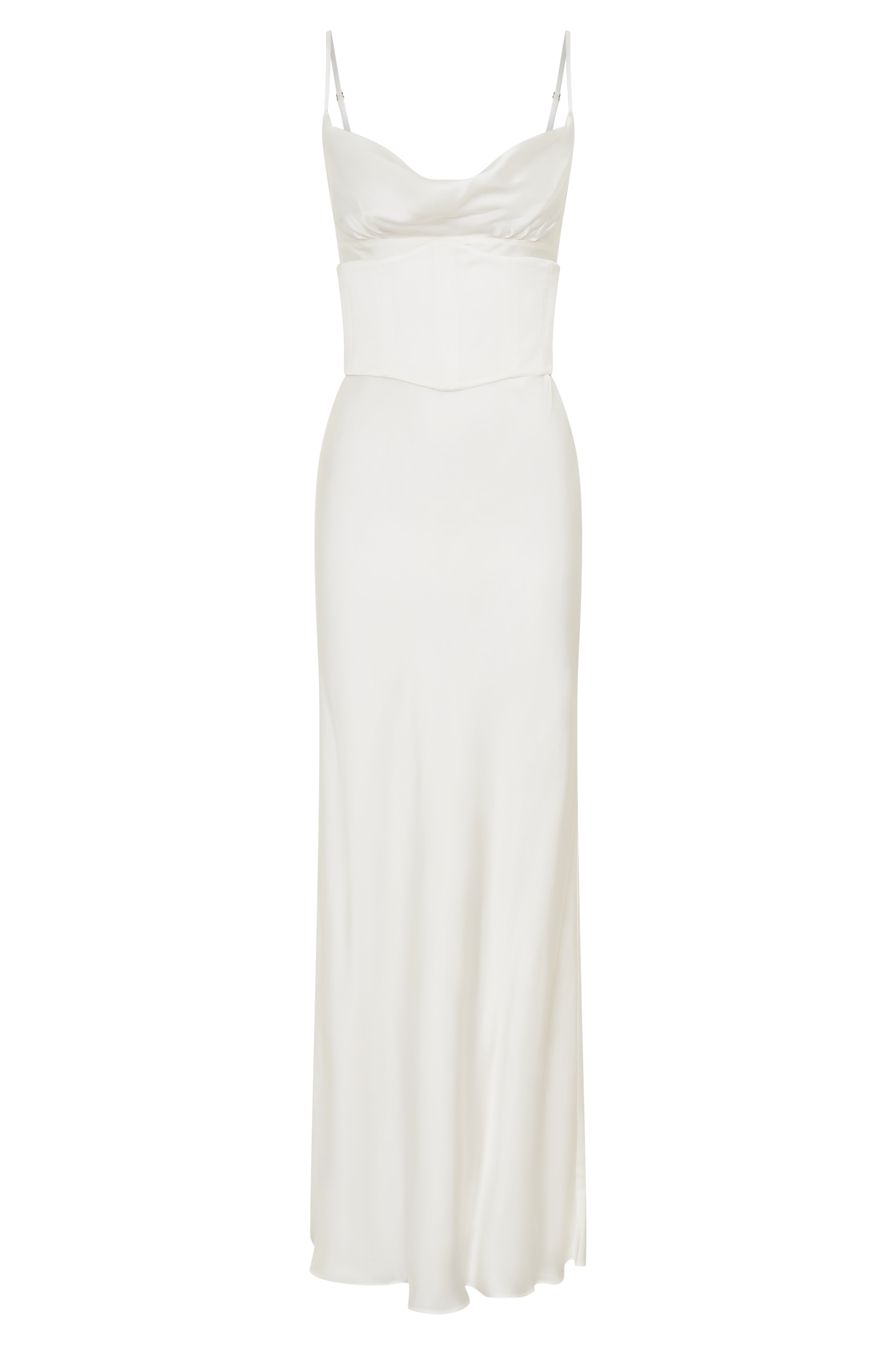 Seraphine Corset Satin Maxi Dress / Ivory | MESHKI