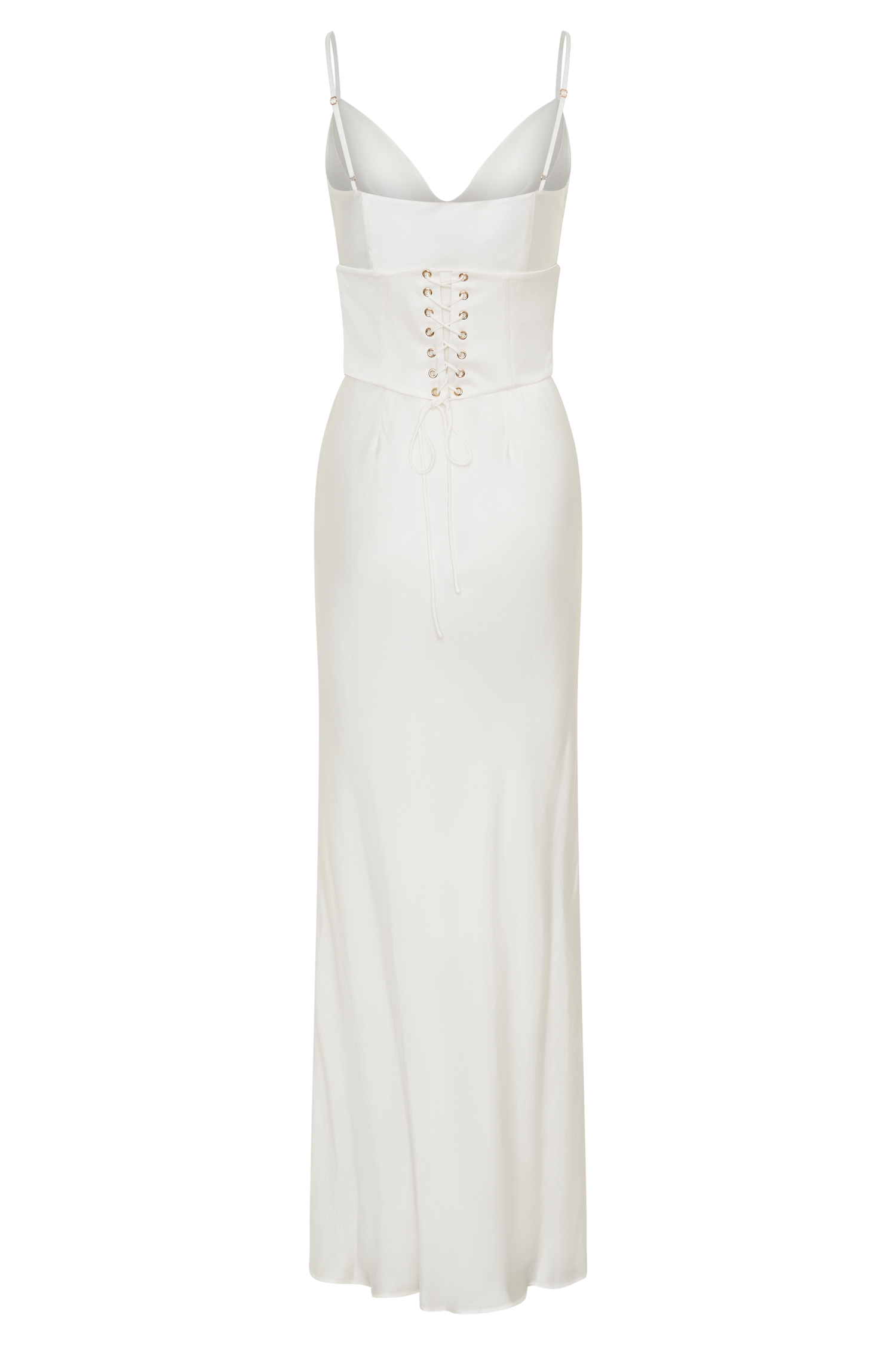 Seraphine Corset Satin Maxi Dress / Ivory | MESHKI