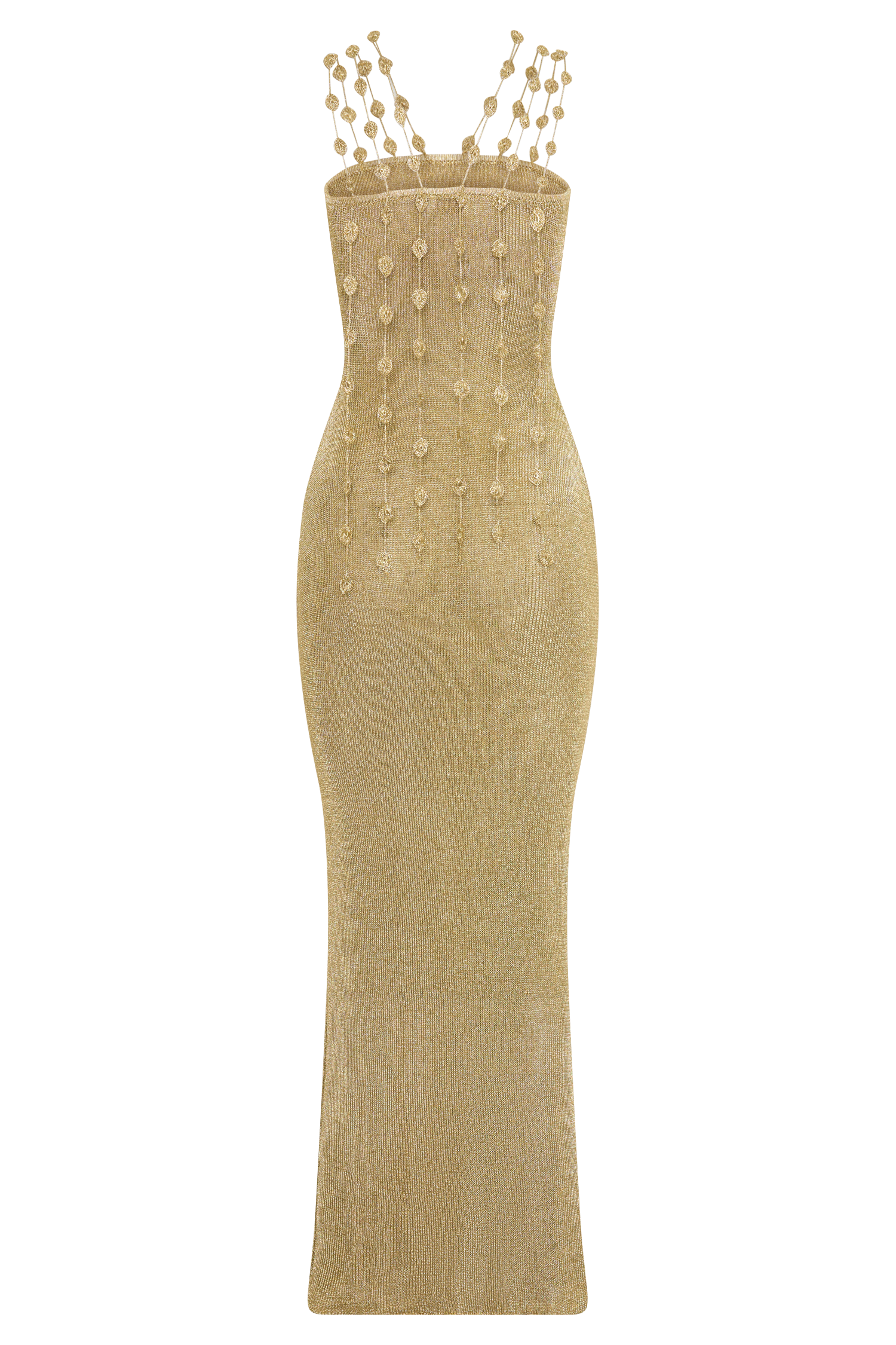 Shami Lurex Maxi Dress With Flowers - Gold #10