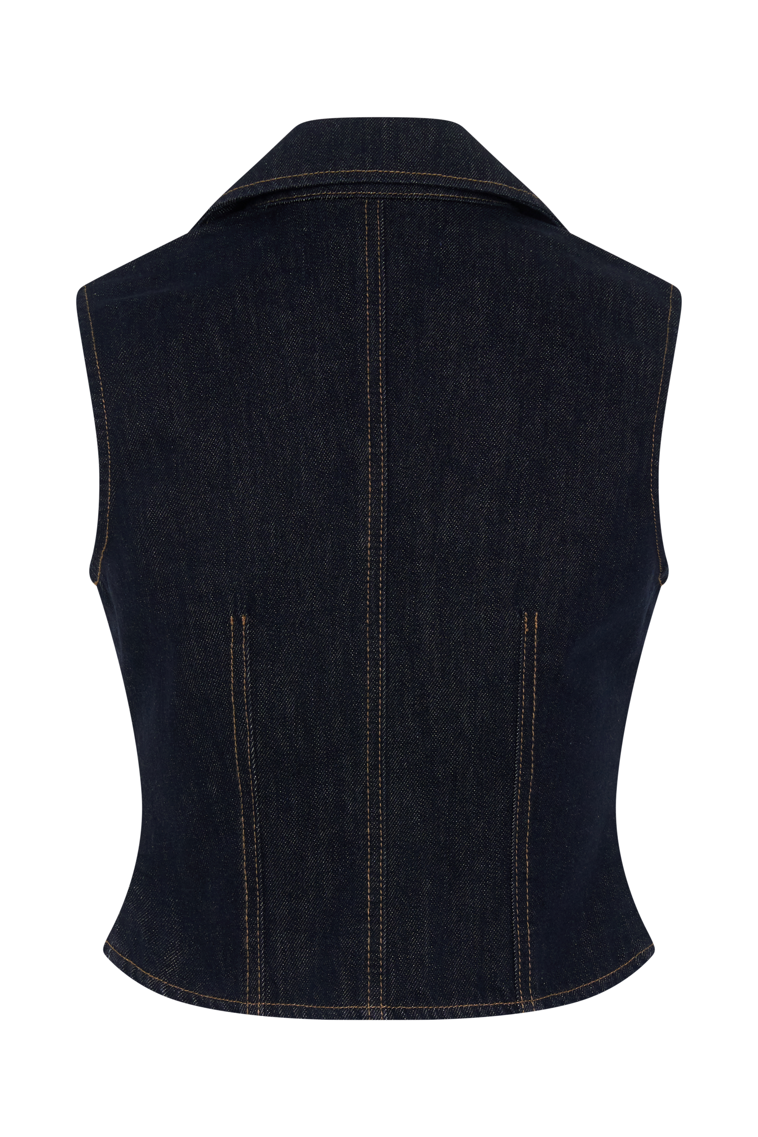 Shona Denim Vest With Decorative Buttons - Washed Indigo Blue #8