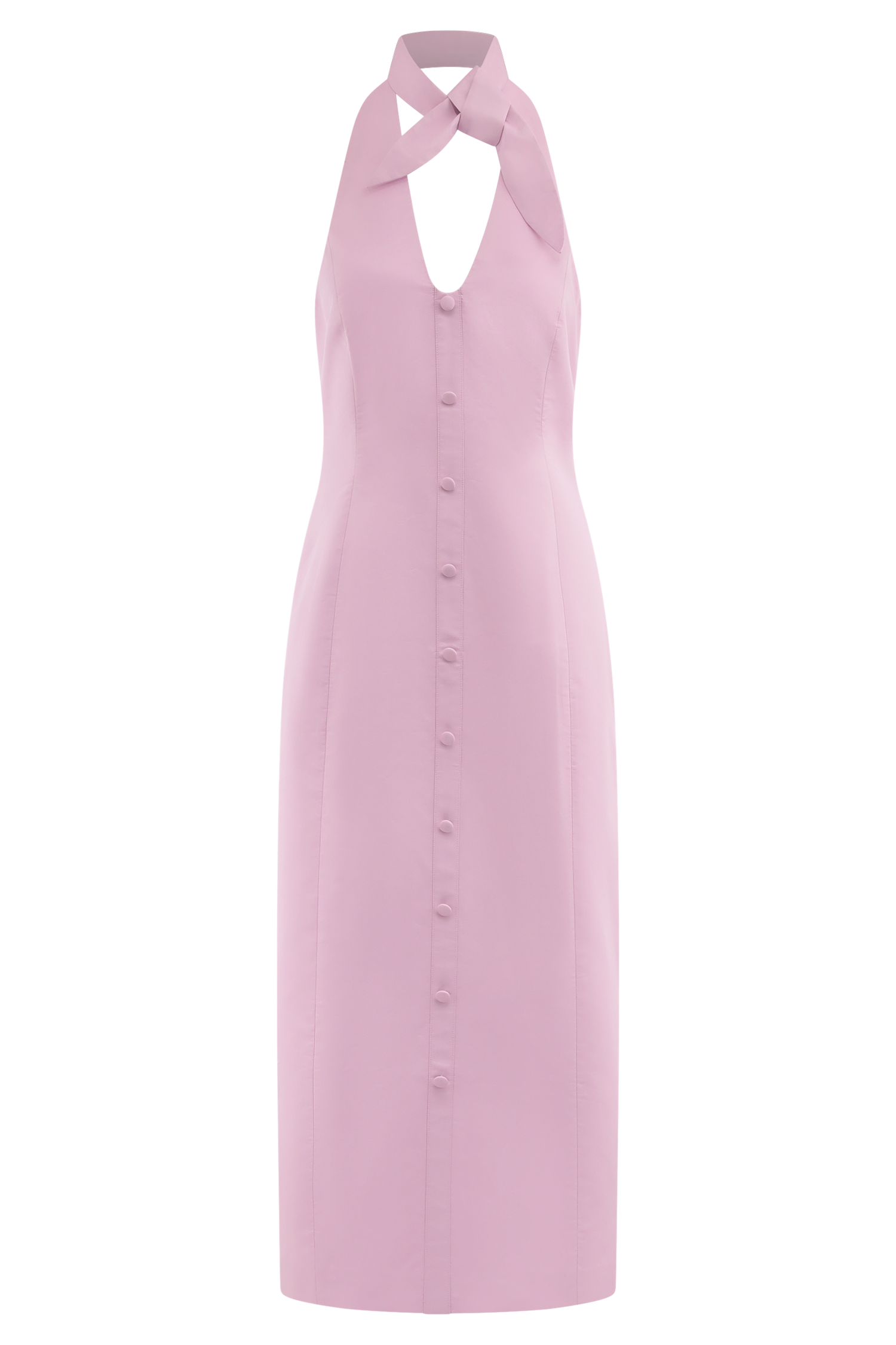 Simona Halter Neck Midi Dress / Blush Pink | Meshki | XXS Simona Halter Neck Midi Dress / Blush Pink | Meshki | XXS