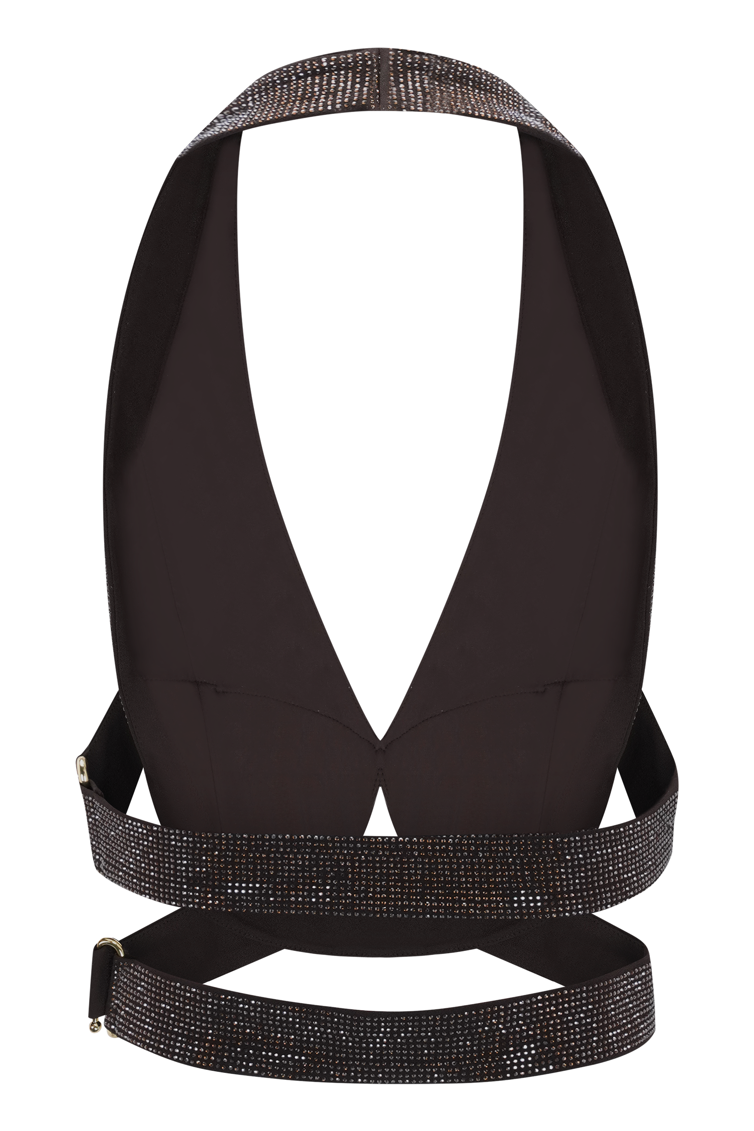 Siren Satin And Diamante Halter Top - Dark Chocolate #8