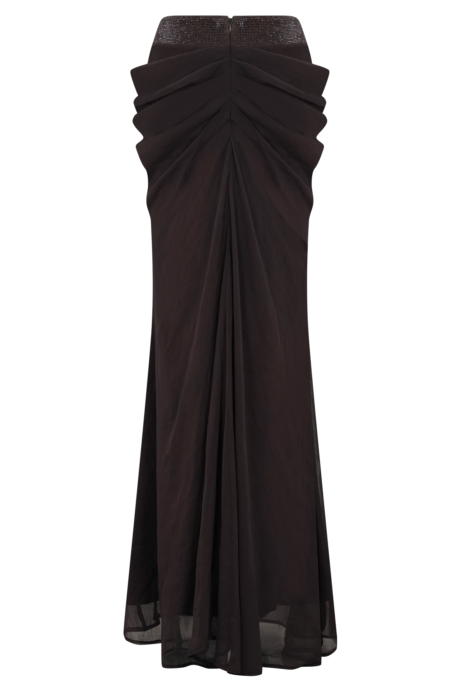 Siren Satin And Diamante Maxi Skirt - Dark Chocolate #8