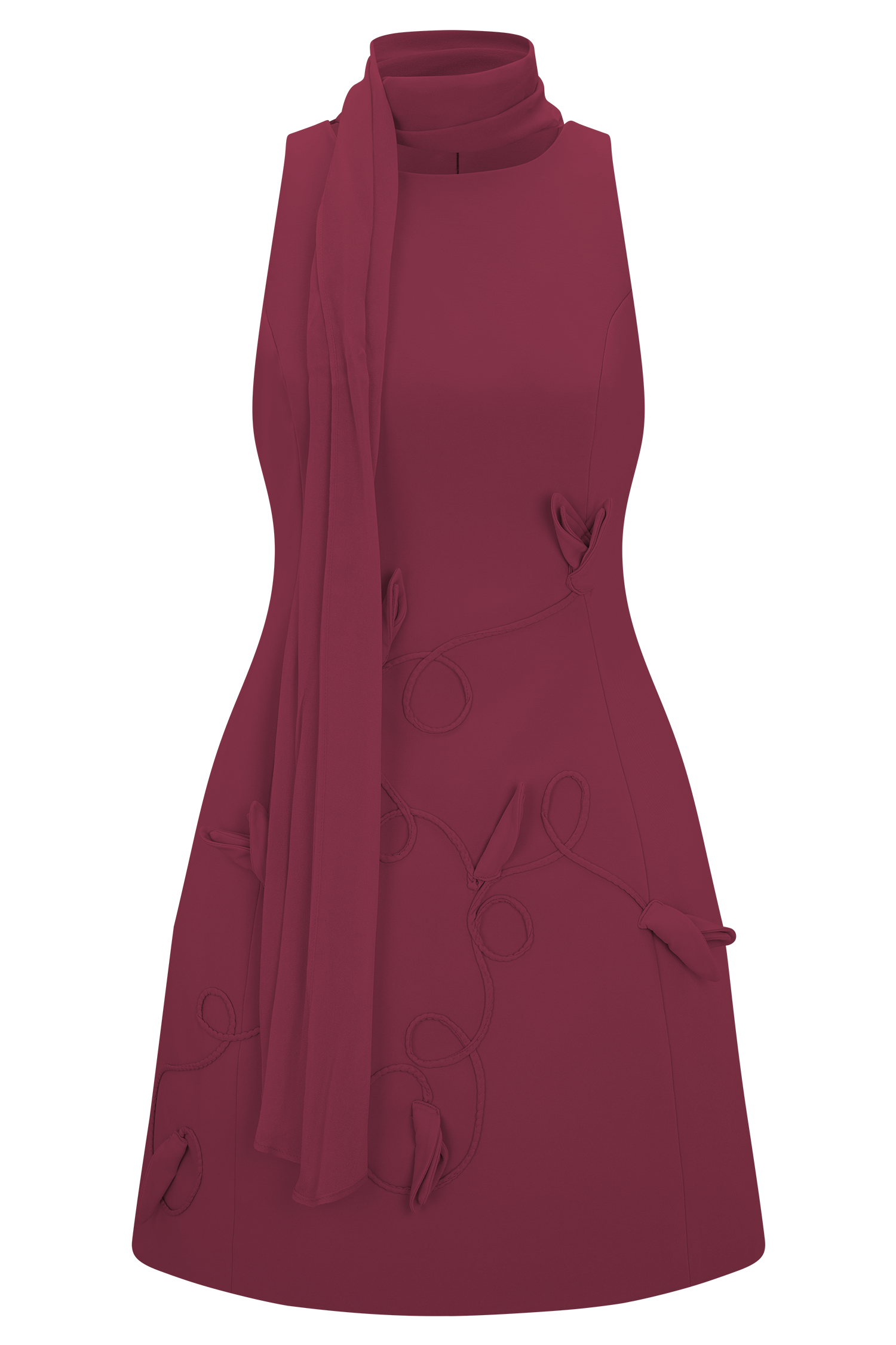 Skyler Suiting Embroidered Mini Dress - Wine | MESHKI US Skyler Suiting Embroidered Mini Dress - Wine | MESHKI US