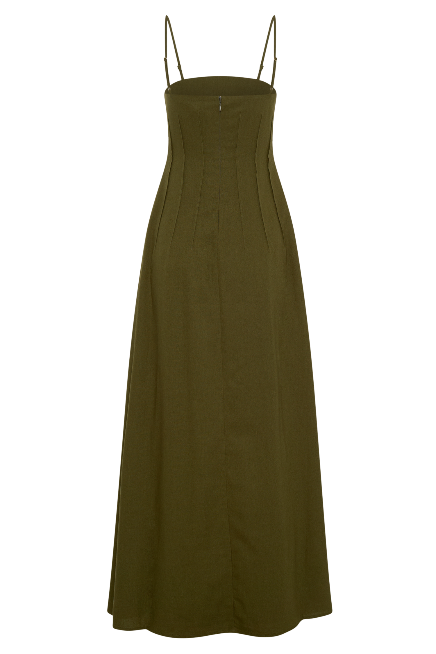 Sofie Pintuck Linen Maxi Dress / Khaki | MESHKI