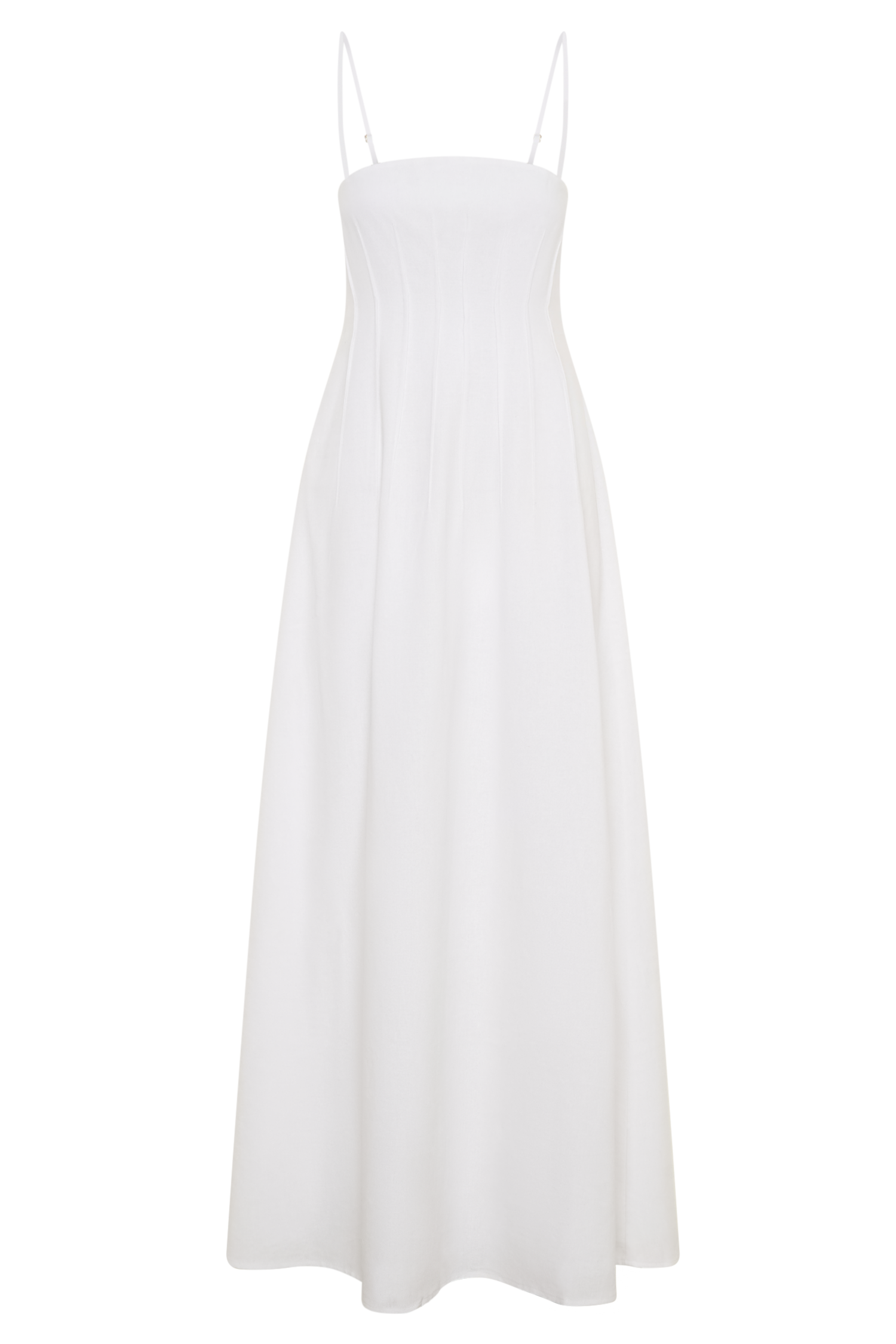 Sofie Pintuck Linen Maxi Dress / White | MESHKI