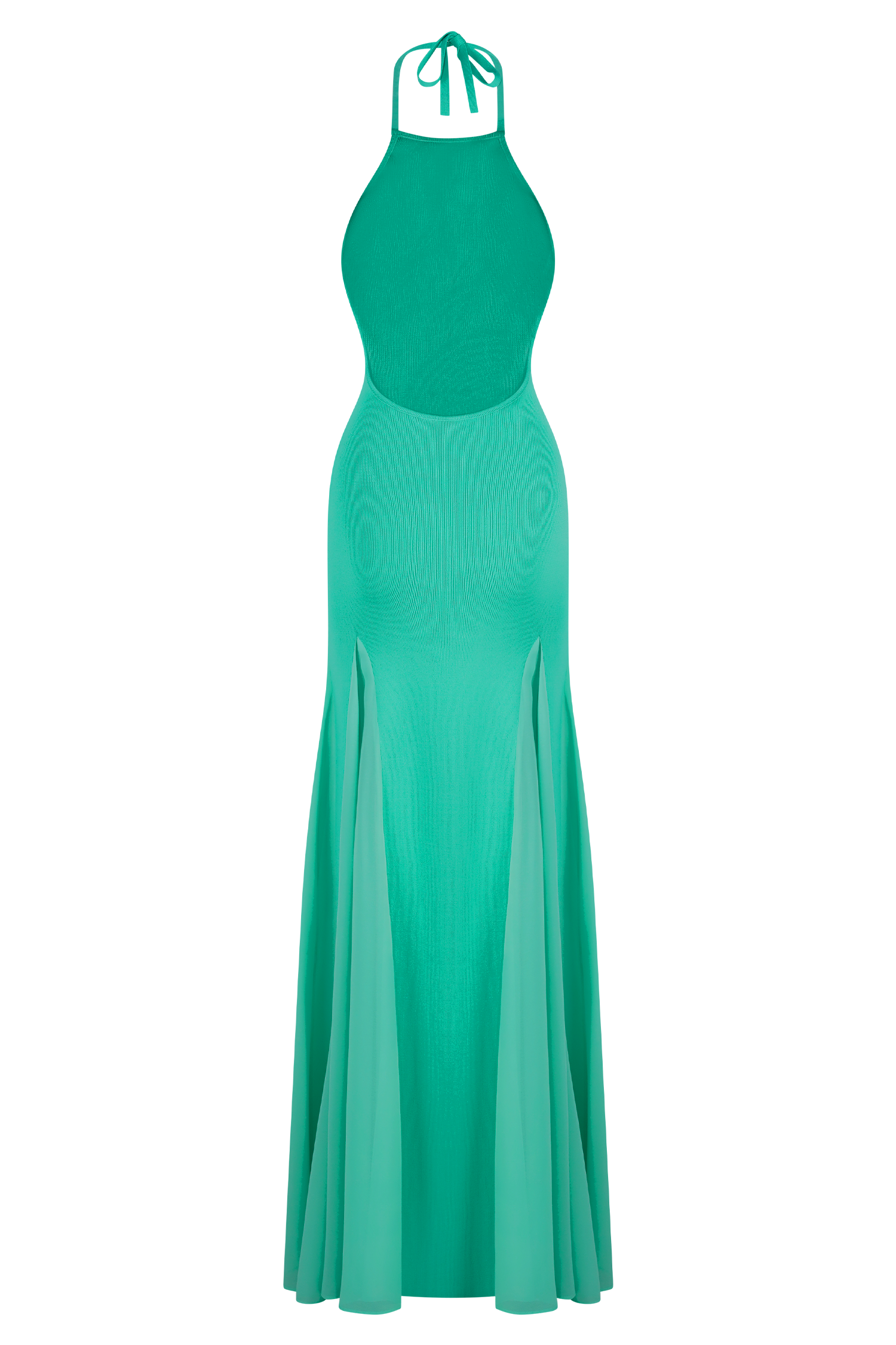 Soleil Knit and Mesh Halter Maxi Dress / Lagoon | Meshki | XL Soleil Knit and Mesh Halter Maxi Dress / Lagoon | Meshki | XL