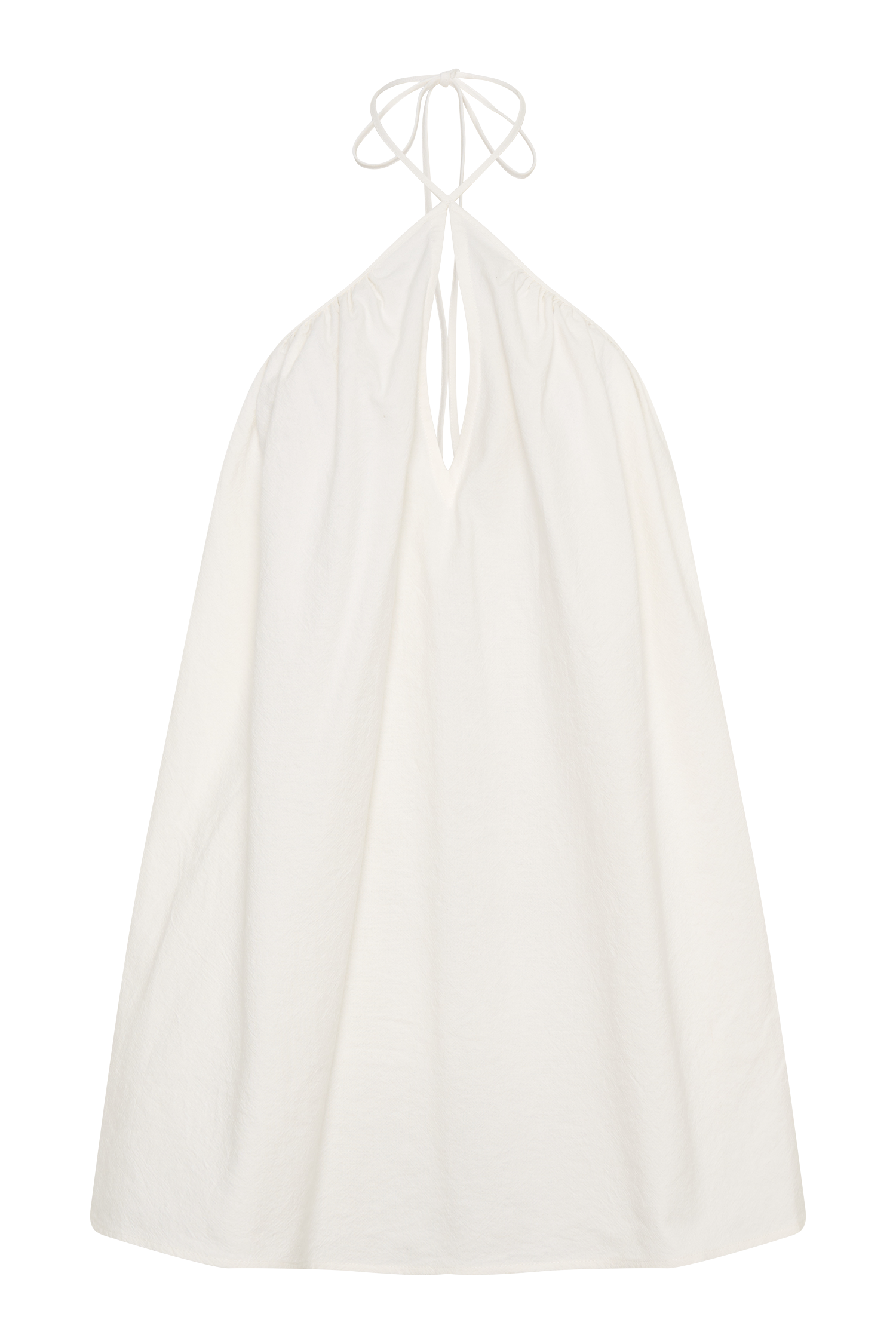 Sonja Keyhole Halter Cotton Mini Dress - White #9