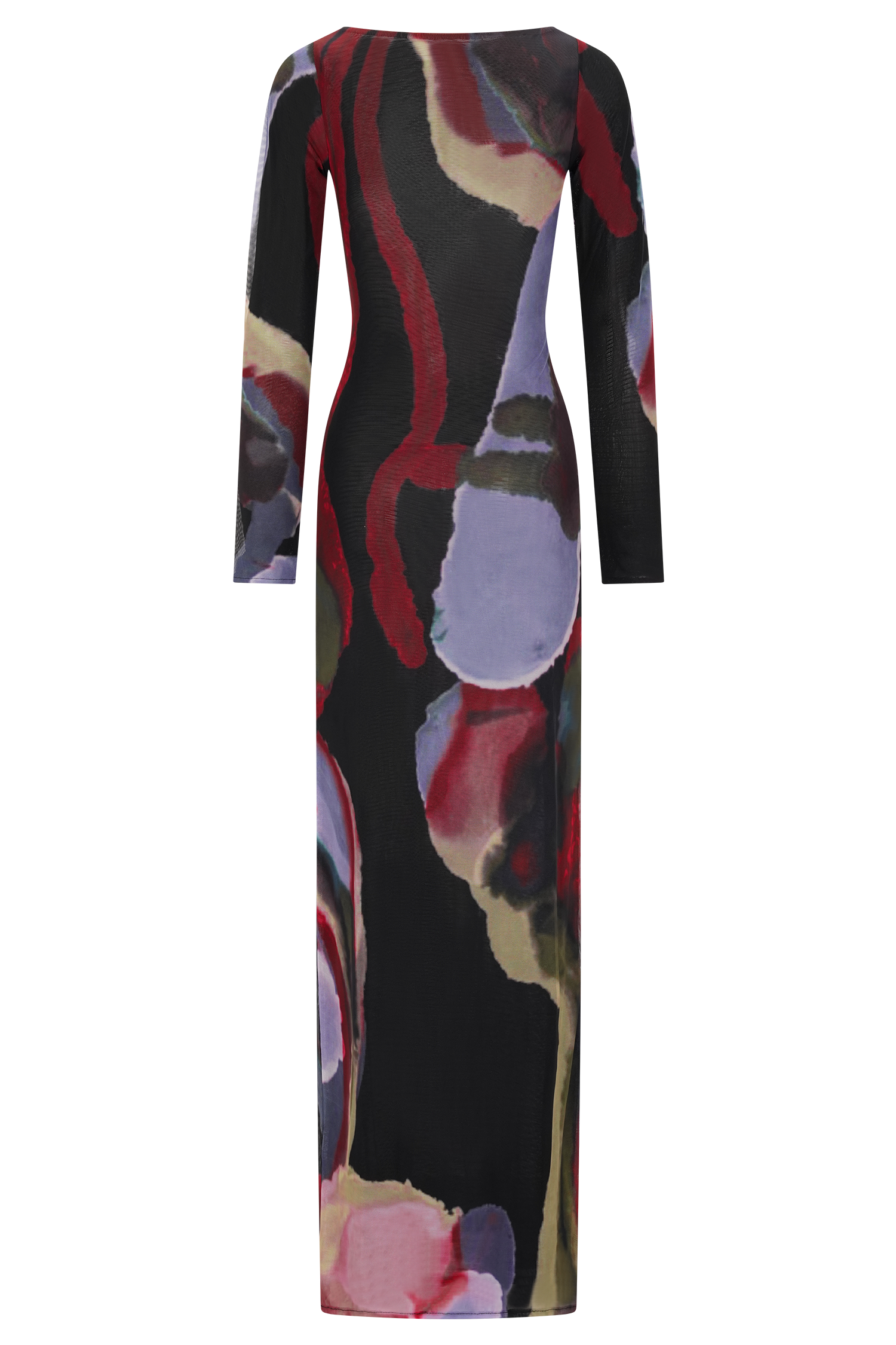 Soraya Long Sleeve Mesh Maxi Dress - Multi Fluid Reverie Print #8