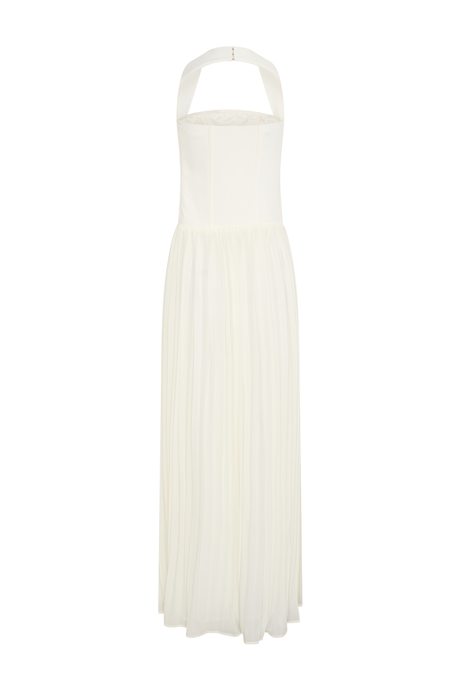 Stacie Pleated Halter Maxi Dress - Ivory | MESHKI US Stacie Pleated Halter Maxi Dress - Ivory | MESHKI US