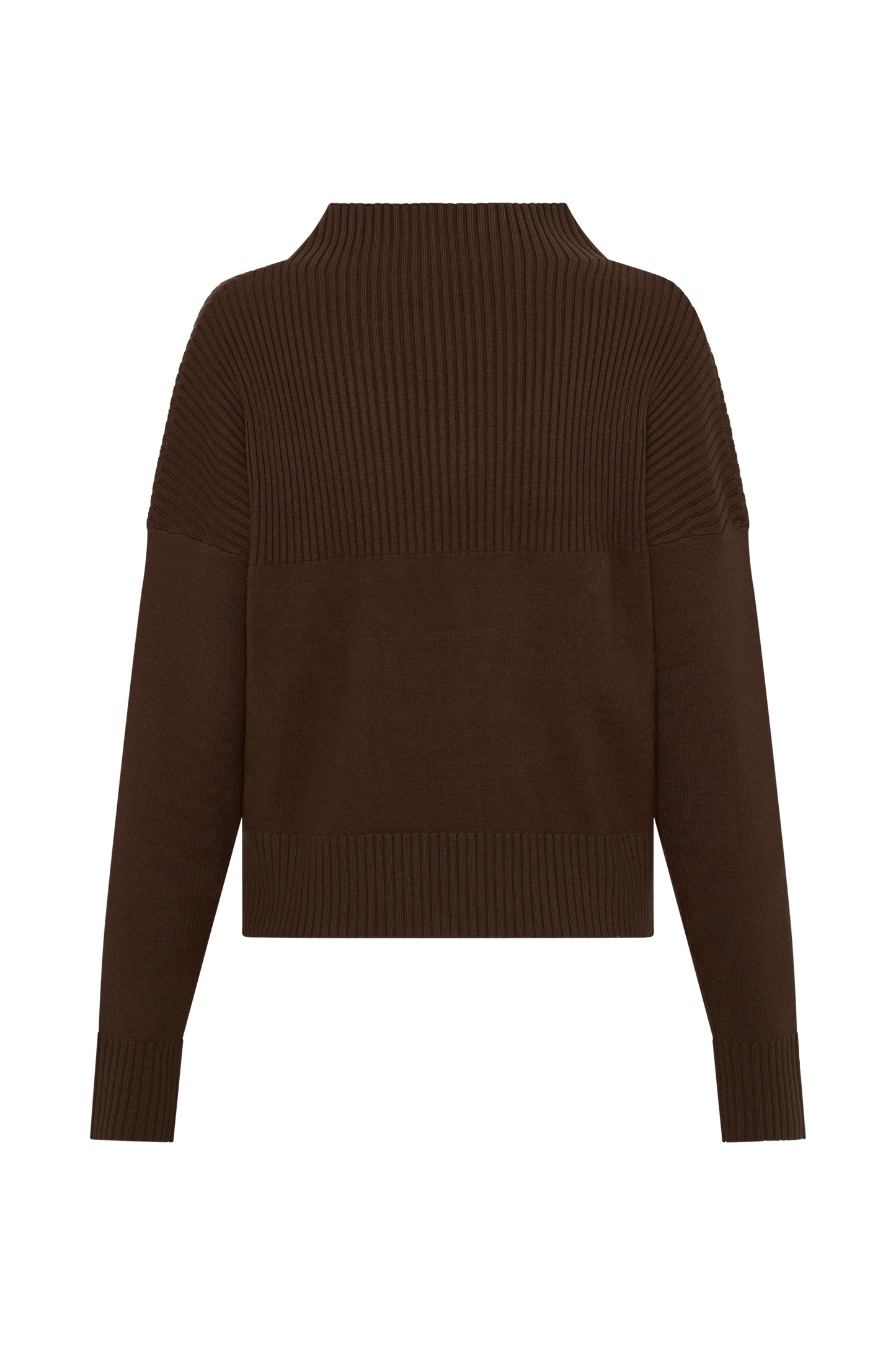 Stanley Ribbed High Neck Jumper - Chocolate