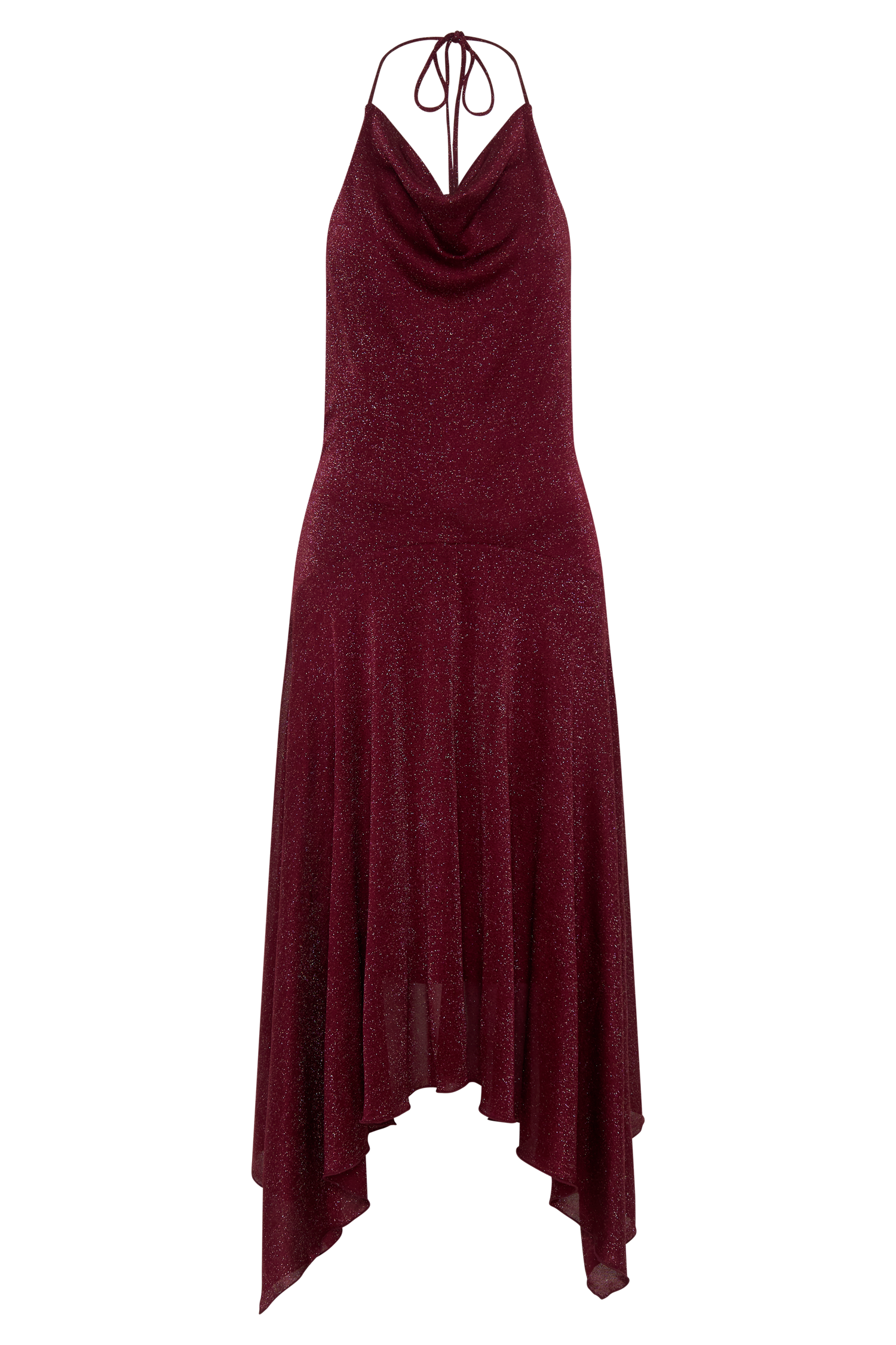 Sylvie Lurex Hankie Midi Dress - Wine #11