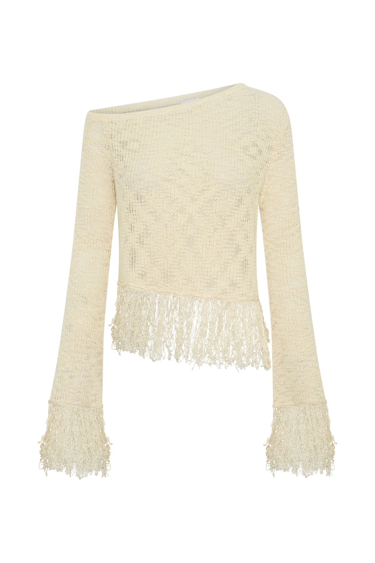 Tabitha Fringe Knit Long Sleeve Top - Cream #11