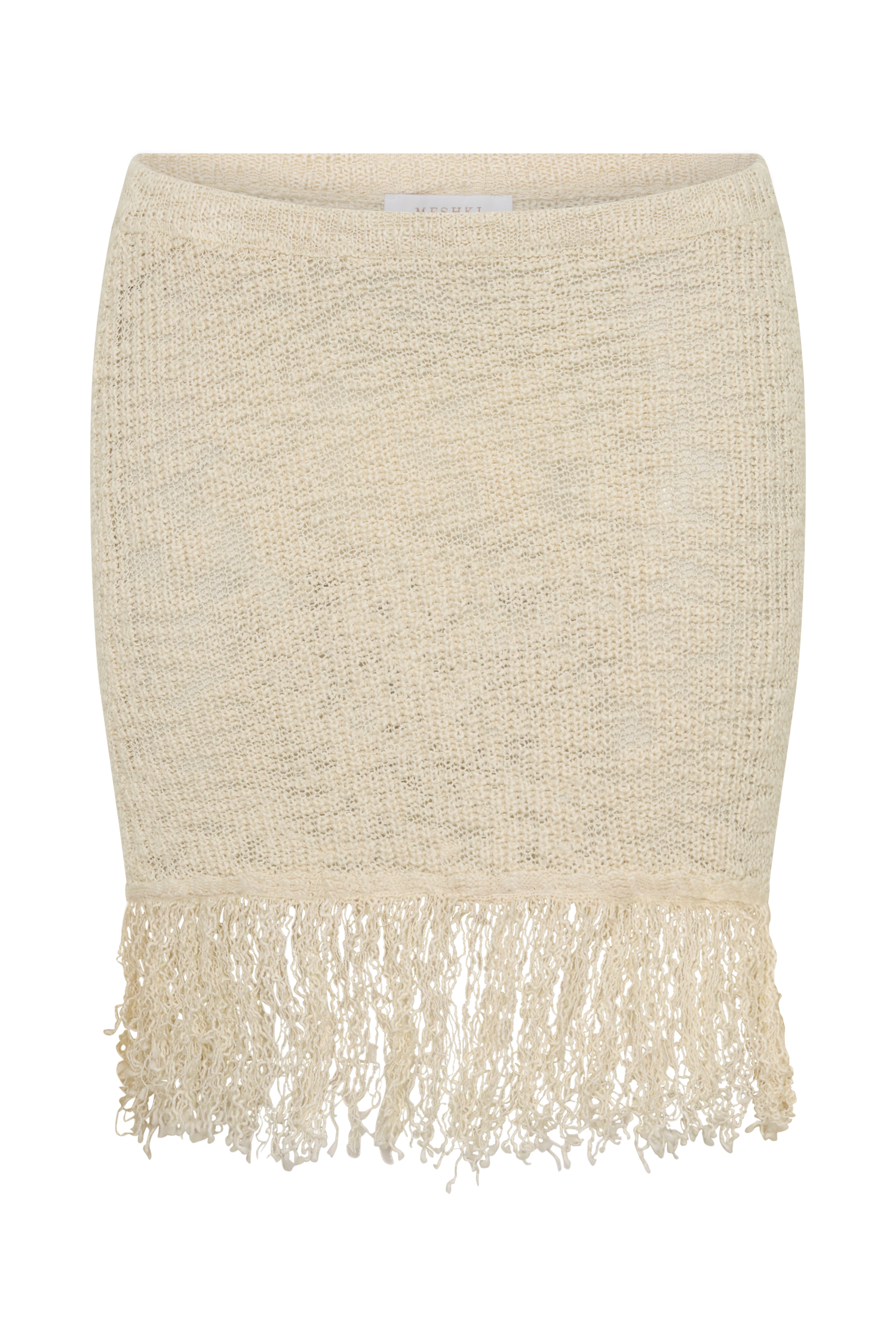 Tabitha Fringe Knit Mini Skirt - Cream #11