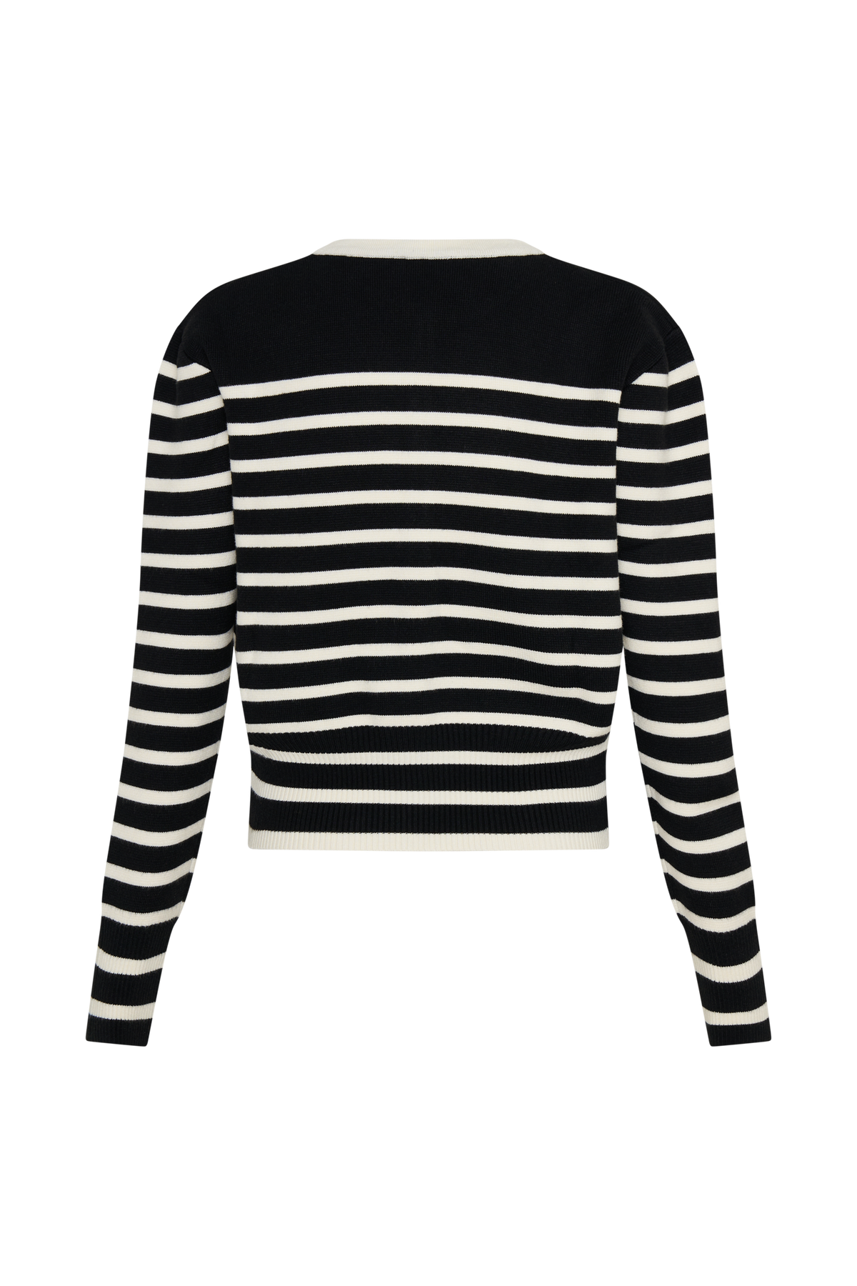 Talia Stripe Knit Cardigan - Black/White