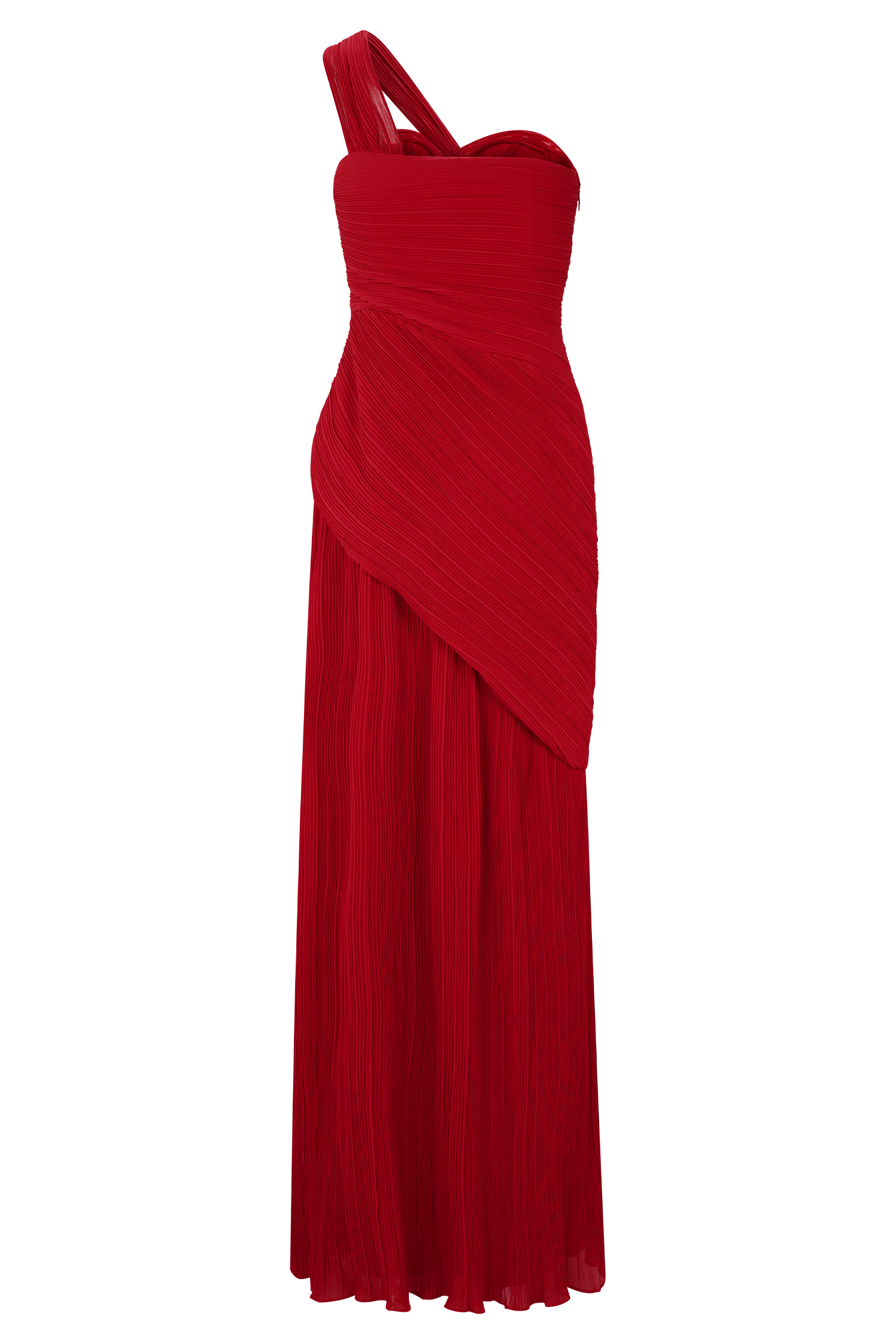 Tamara Shirred Chiffon Midi Dress / Red | Meshki | XXS Tamara Shirred Chiffon Midi Dress / Red | Meshki | XXS