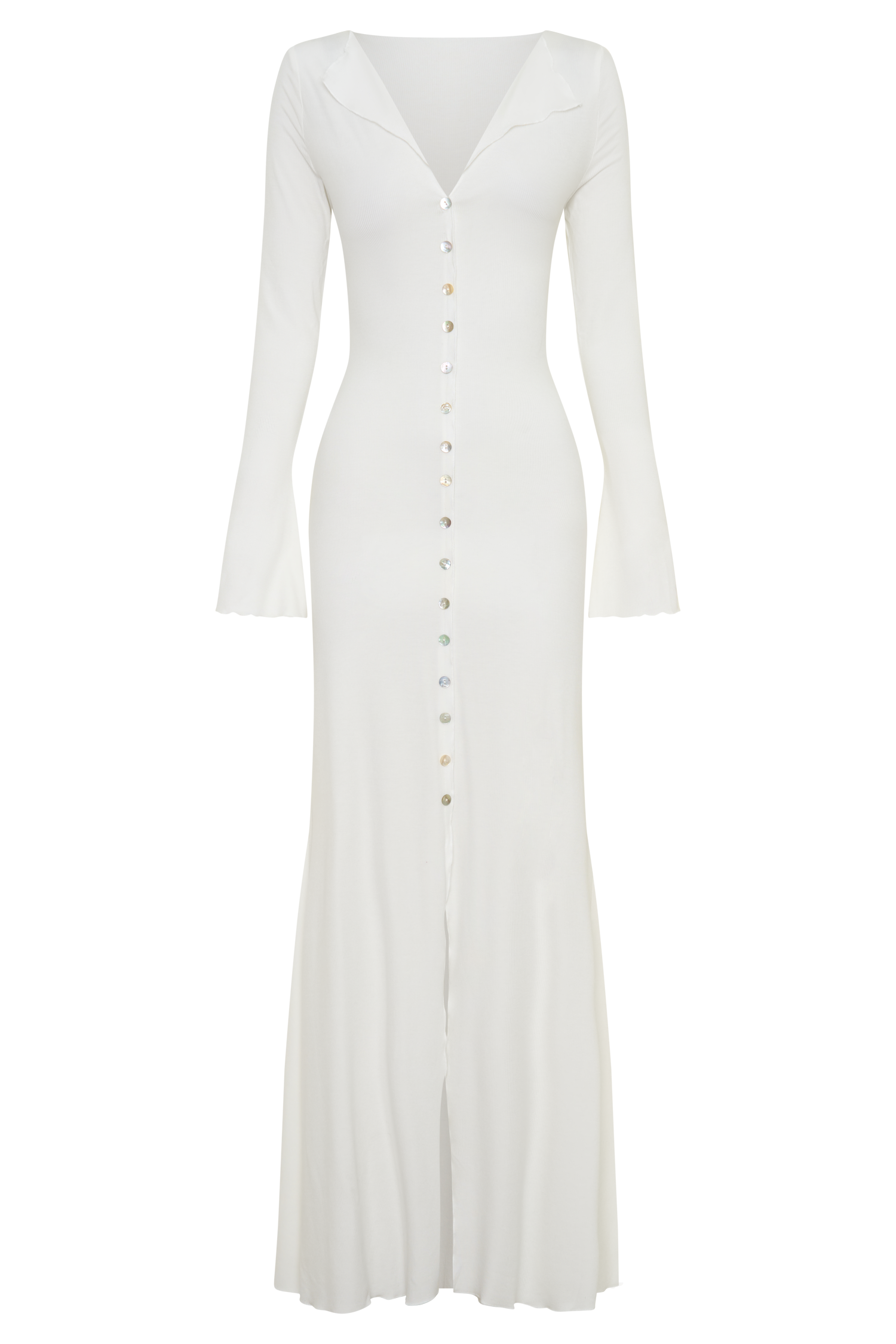 Tanya Buttoned Long Sleeve Maxi Dress / White | MESHKI