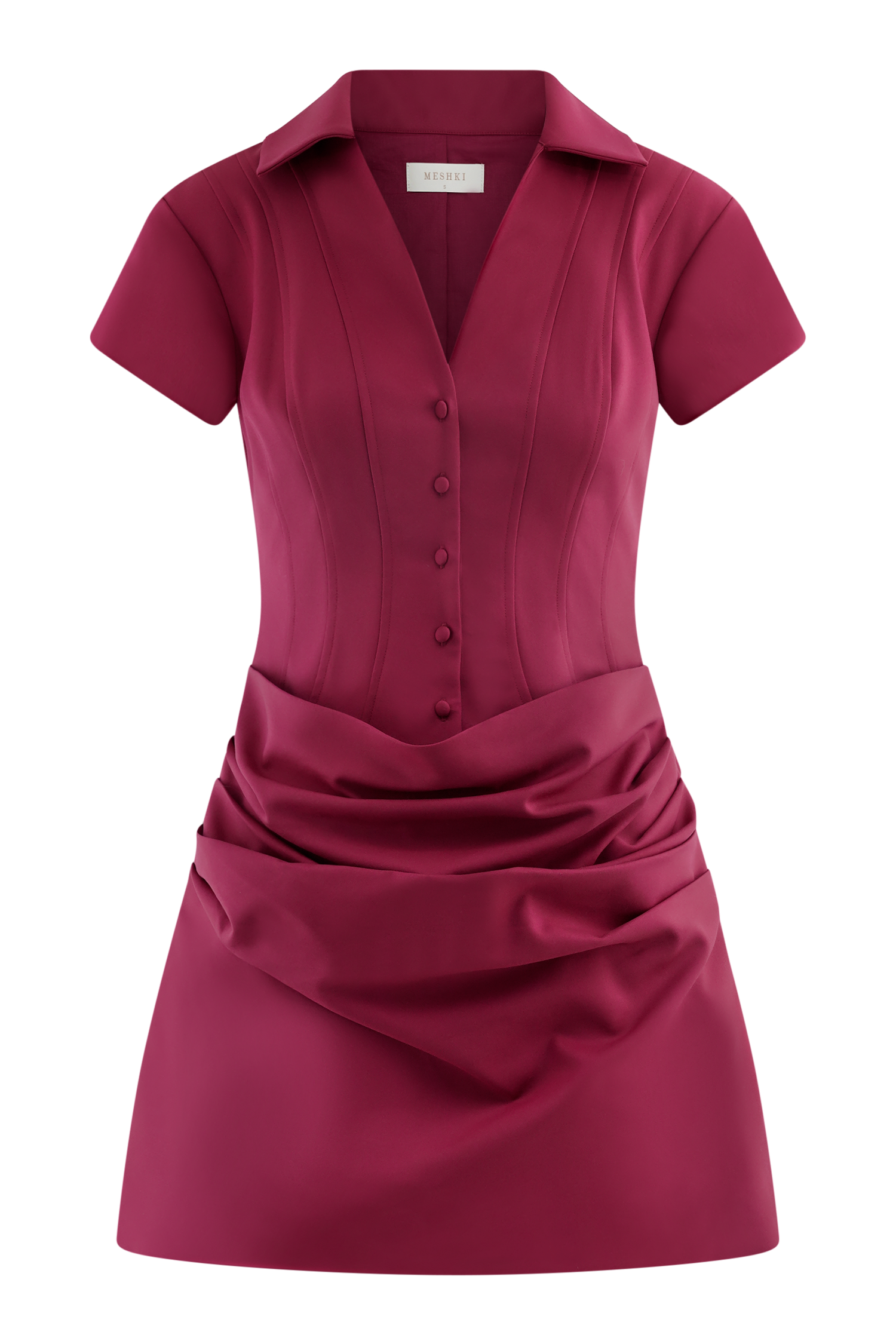 Tarryn Collared Cotton Mini Dress / Dragonfruit | Meshki | XXS Tarryn Collared Cotton Mini Dress / Dragonfruit | Meshki | XXS